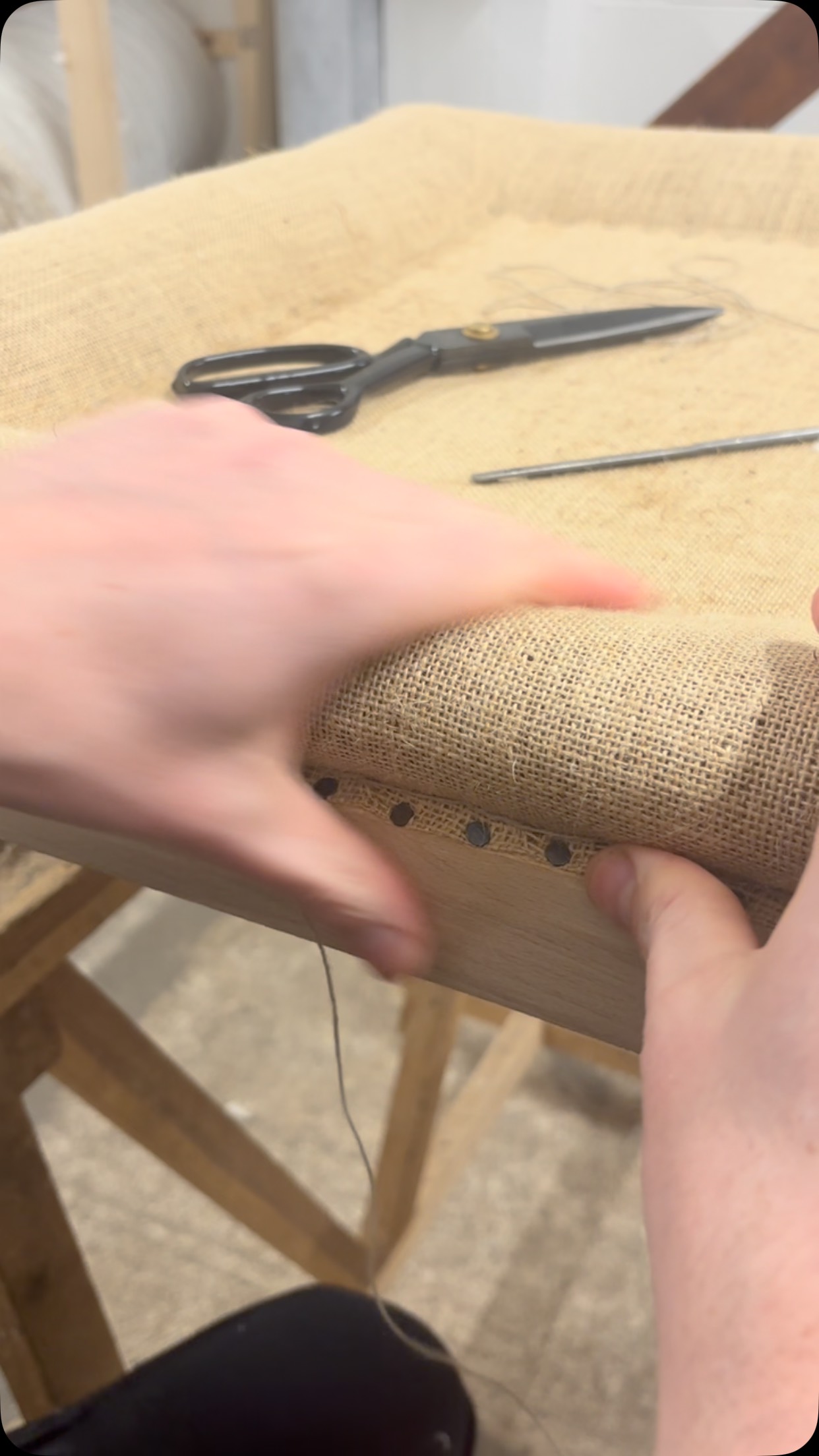 Blind stitching 🪡 🧵 #upholstery #howto #craftsmanship
