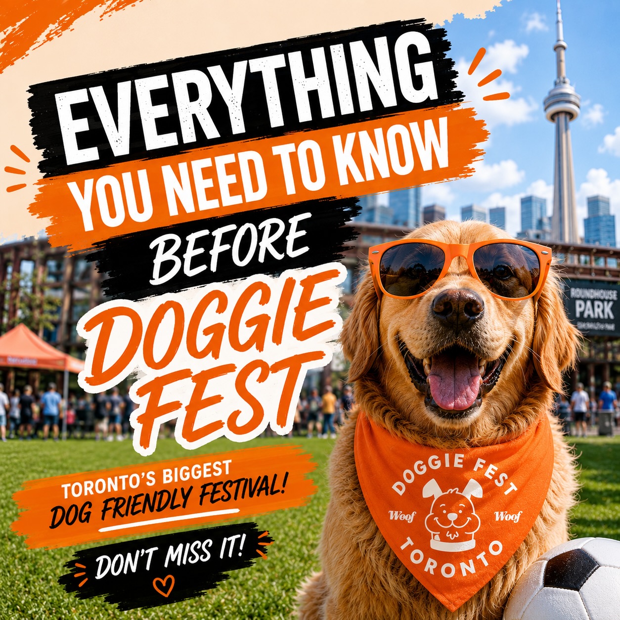 🐾 DOGGIE FEST IS TOMORROW! 🧡🎉
Before you head to Roundhouse Park, here’s everything you need to know before you go!
📅 Sunday, August 9
⏰ 11 AM – 4 PM
📍 Roundhouse Park | 255 Bremner Blvd, Toronto
🎟️ FREE ADMISSION
🚇 GETTING HERE: TTC is highly recommended! Roundhouse Park is just a short walk from Union Station.
🚗 PARKING: There is no event parking directly at the park, so please plan ahead and use nearby paid parking lots/garages. Downtown will be busy — give yourself extra travel time!
🎒 WHAT TO BRING: Bring a leash, waste bags, water bowl, sunscreen, and anything your pup needs to stay comfortable throughout the day.
💧 WATER: Water stations will be available on-site for our four-legged guests.
🐕 LEASHES: Dogs must remain on leash. Please keep your pup close and under control in busy areas.
👨👩👧👦 FAMILY FRIENDLY: Kids, families and strollers are welcome — you don’t need to have a dog to join the fun!
🌦️ RAIN OR SHINE: Doggie Fest is happening rain or shine, so check the forecast before leaving and dress accordingly.
✨ ARRIVAL TIP: Come early, take the TTC if possible, and give yourself extra time to explore 40+ vendors, activities, photo ops, entertainment and more!
After all the waiting… DOGGIE FEST IS FINALLY HERE! 🐶🧡
See you TOMORROW, Toronto! 🎉🐾
#DoggieFest #DoggieFestToronto #TorontoDogs #TorontoEvents #DogFriendlyToronto
TorontoDogEvents RoundhousePark ThingsToDoToronto TorontoWeekend DogsofToronto