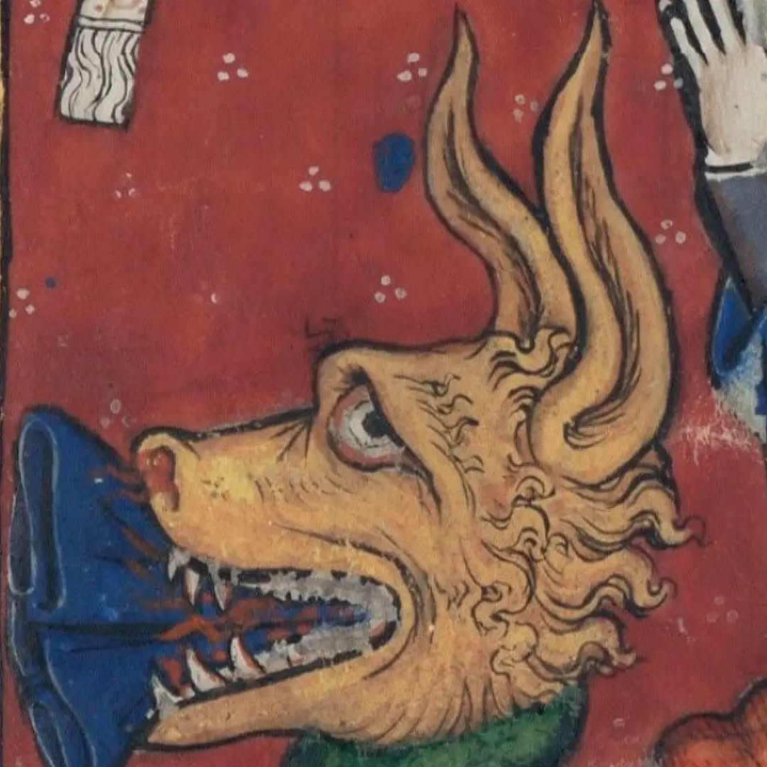 Sainte Marguerite délivrée du dragon dans Le Livre d'images de Madame Marie, v. 1280-1290. Paris, BnF, Nouvelle acquisition française 16251. #medievalmanuscript #medievalart #medieval