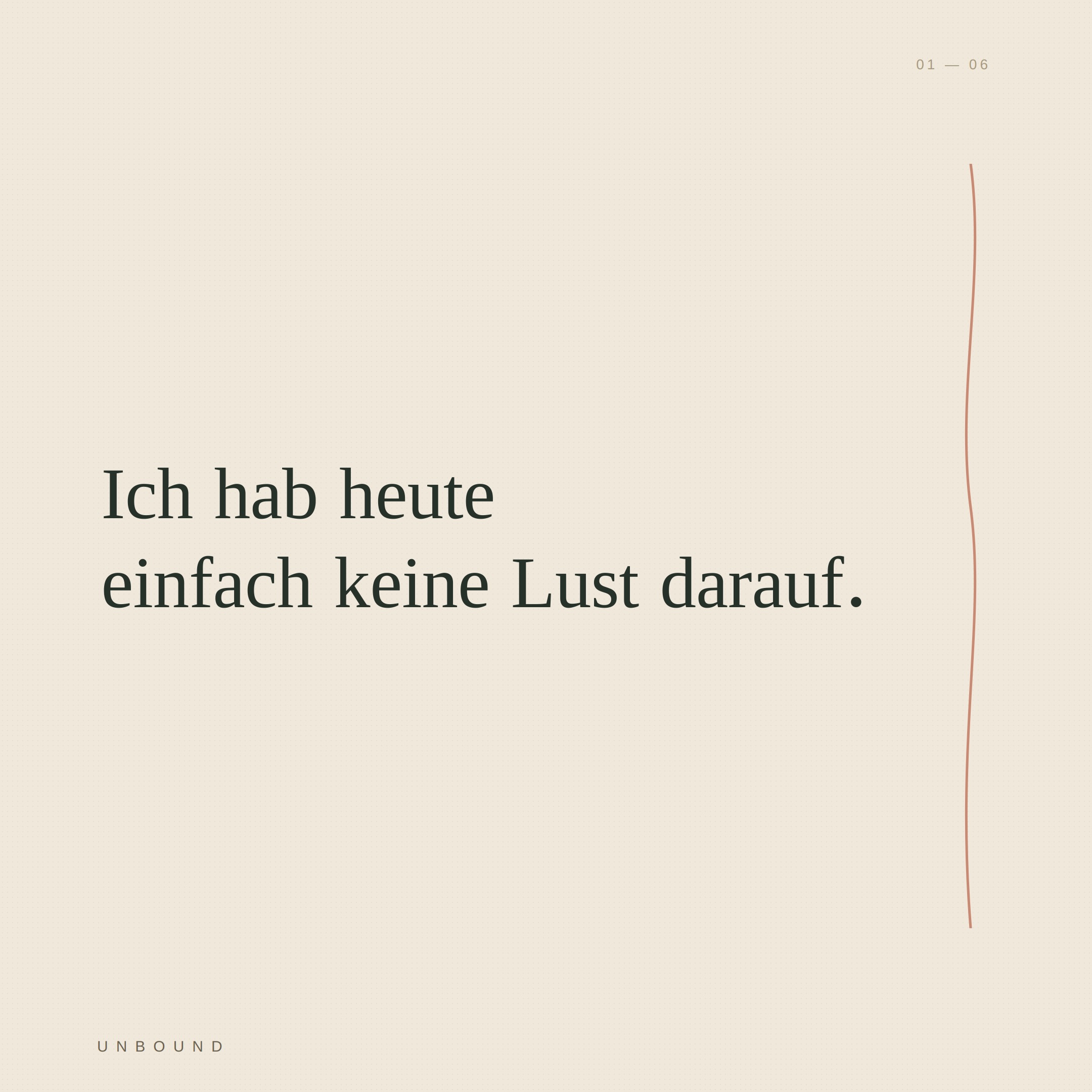 Wir beschäftigen uns so viel mit Entwicklung, Wachstum, Bewusstsein, Heilung, Routinen, Zielen und der nächsten Version von uns selbst.
Dabei dürfen wir zwischendurch auch einfach existieren.
Ohne etwas aus diesem Tag herauszuholen.
Ohne ihn sinnvoll zu nutzen.
Ohne uns selbst zu optimieren.
Heute ist so ein Tag.
Und irgendwie fühlt sich das ziemlich unbound an 🫶🏻
Wann hast du dir das letzte Mal erlaubt, einfach nur zu sein — ohne Ziel, ohne Optimierung? Schreib’s mir gern in die Kommentare 👇🏻
