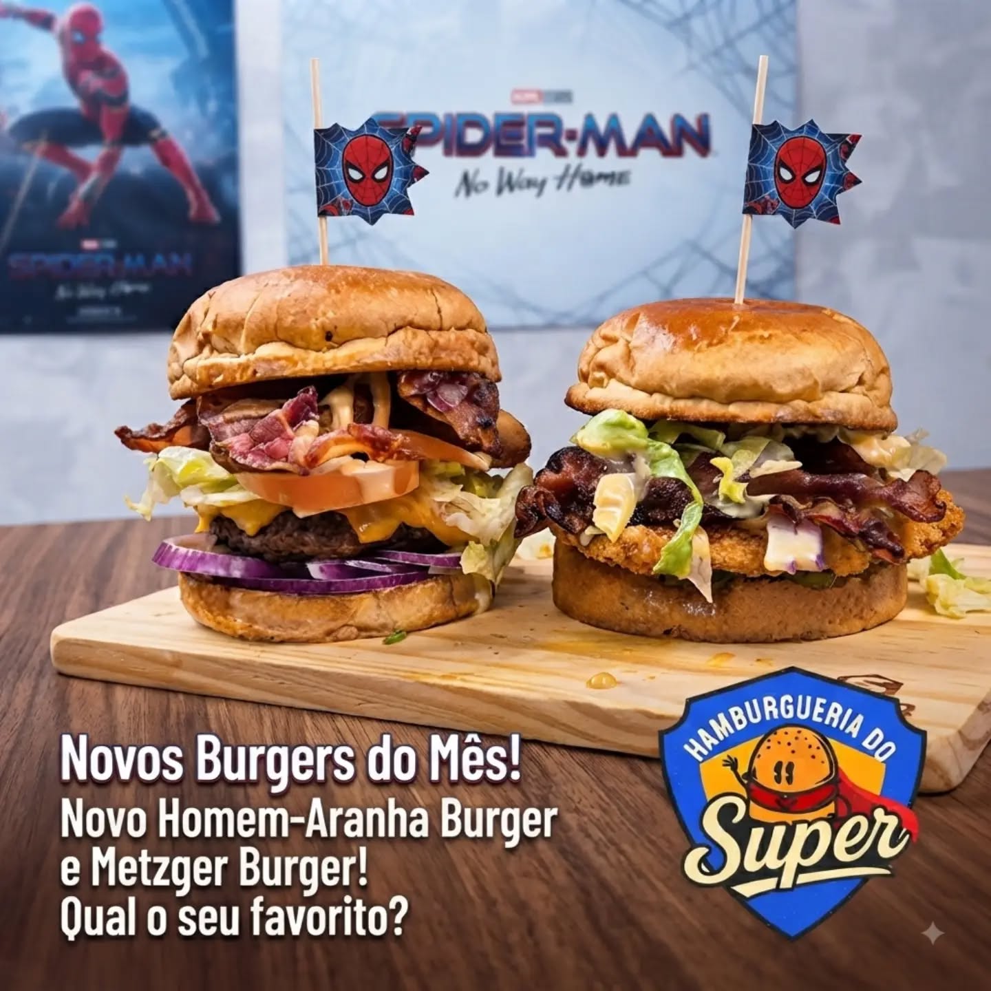 🚨 ALERTA DE NOVIDADE ÉPICA! O MULTIVERSO DO SABOR CHEGOU! 🍔🕸️
Preparado para uma aventura gastronômica? Chegou o seu momento de escolher um lado na batalha mais deliciosa do mês! Apresentamos os nossos novos LANCHES DO MÊS inspirados no universo do Homem-Aranha:
🔴 O Novo Homem-Aranha Burger: feito com um delicioso e suculento filé de frango empanado na panko, american cheese, bacon, molho new orleans da casa e muito mais. Muito sabor envolvido. É a perfeição em forma de hambúrguer.
🔵 O Metzger Burger: Direto do laboratório de sabores do Super! Esse aqui é para quem busca uma experiência única, com um toque especial e ingredientes selecionados que vão te surpreender.
🥊 O GRANDE DUELO: Qual deles vai conquistar o seu paladar?
👉 Comente aqui embaixo: #TeamAranha 🕷️ ou #TeamMetzger 🍔!
Corre para cá ou peça pelo delivery (link na bio) e garanta o seu antes que o mês acabe! 🏃💨
📍 Av. Monte Castelo, 550 - Jd. Proença
⏰ segunda a sábado das 18h30 as 23h
🛵 pedidos.hamburgueriadosuper.com.br
#NovoHomemAranhaBurger #MetzgerBurger #HamburgueriaDoSuper LançDoMês SpiderManNovoDia MultiversoDoSabor HambúrguerArtesanal FoodiesBrasil DeliveryDeHamburguer VemProSuper