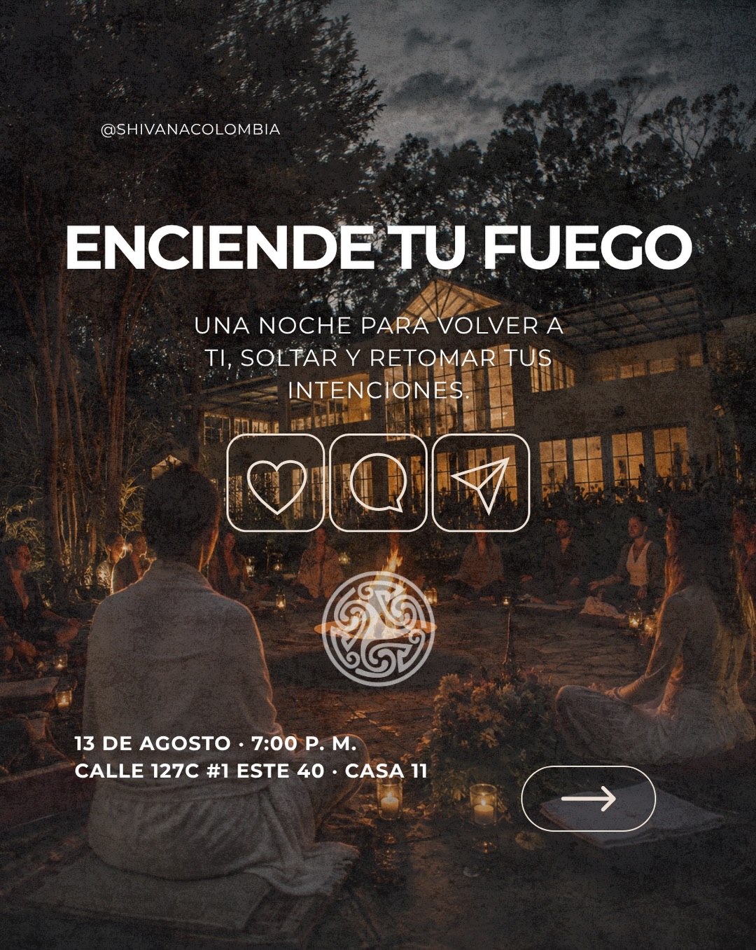 Mañana encendemos el fuego en Shivana. 🔥
Una noche creada para soltar lo que pesa, mover la energía y volver a conectar con la fuerza con la que quieres vivir los próximos meses.
Vamos a respirar, meditar, atravesar el fuego, dejarnos llevar por el sonido y cerrar la experiencia con una intención clara: volver a comprometernos con nosotros mismos.
Si sientes que este año te ha exigido más de lo que esperabas, este espacio es para ti.
13 de agosto · 7:00 p. m.
Shivana
Reserva tu lugar.
#Shivana #CeremoniaDeFuego #BañoDeGong #Meditación #Bogotá
