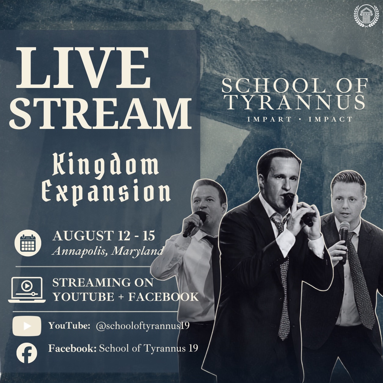 Livestream available for every session
7pm EST - Wednesday
10am EST - Thursday
7pm EST - Thursday
10am EST - Friday
7pm EST - Friday
9:30am EST - Saturday
