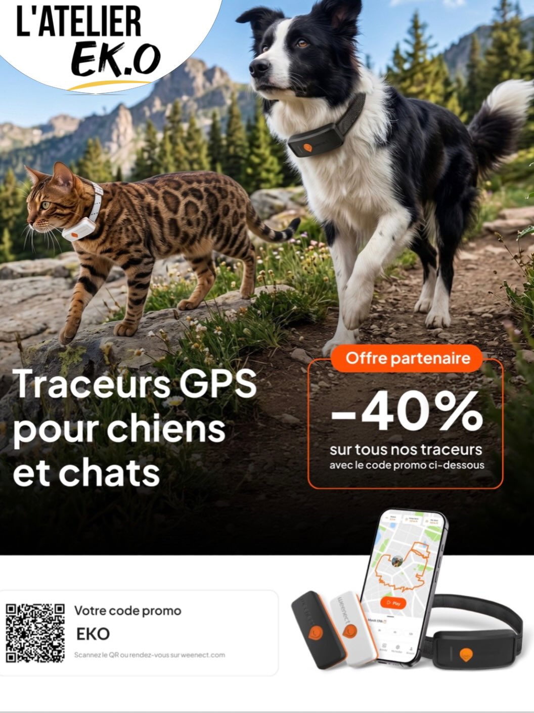 Profitez d’une super offre pour l’achat d’un traceur gps @weenect 🥳 compatible avec les colliers de la boutique 🥰
Code: EKO