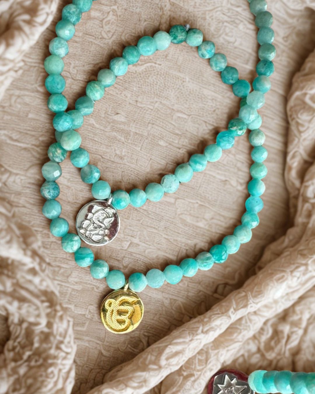 Amazonite bracelets with #Ganesha or #Ek Onkar. Wear your bracelet with pride