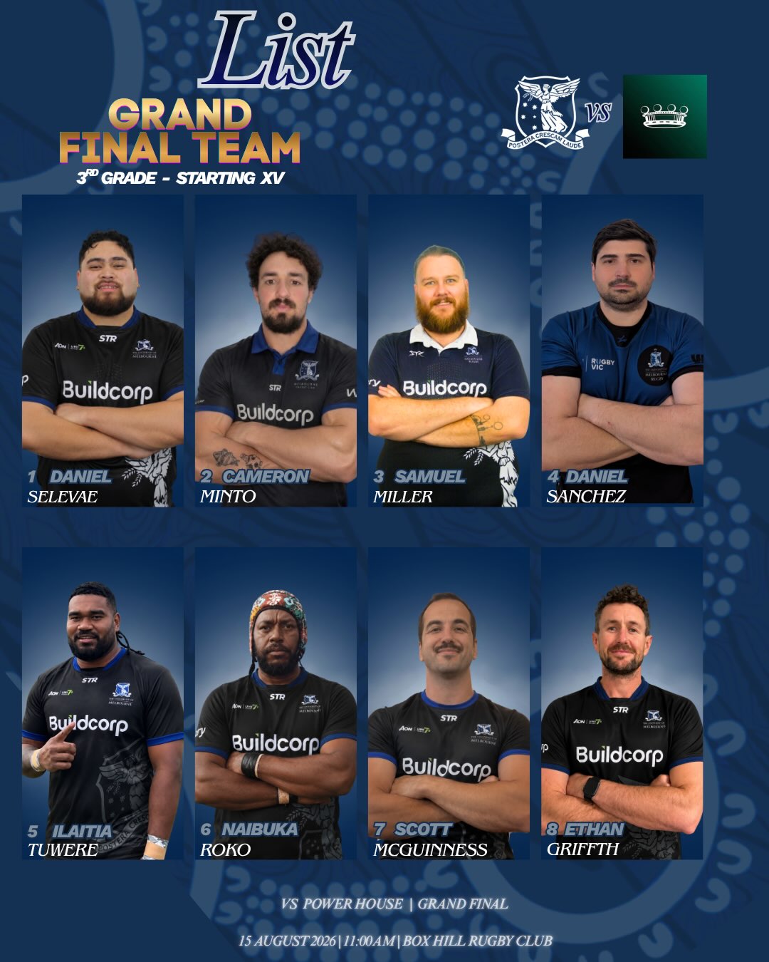 ๐THE GRAND FINAL๐
The boys are ready for the biggest battle of the season. ๐๐ค
Our 3rd Grade Starting XV is locked in and ready to leave it all on the field against Power House.
๐ฅ Grand Final
๐
Saturday, 15 August 2026
โฐ 11:00 AM
๐ Box Hill Rugby Club
Come down, get behind the boys, and make some noise! ๐ฃ
#GrandFinal #chasingnike