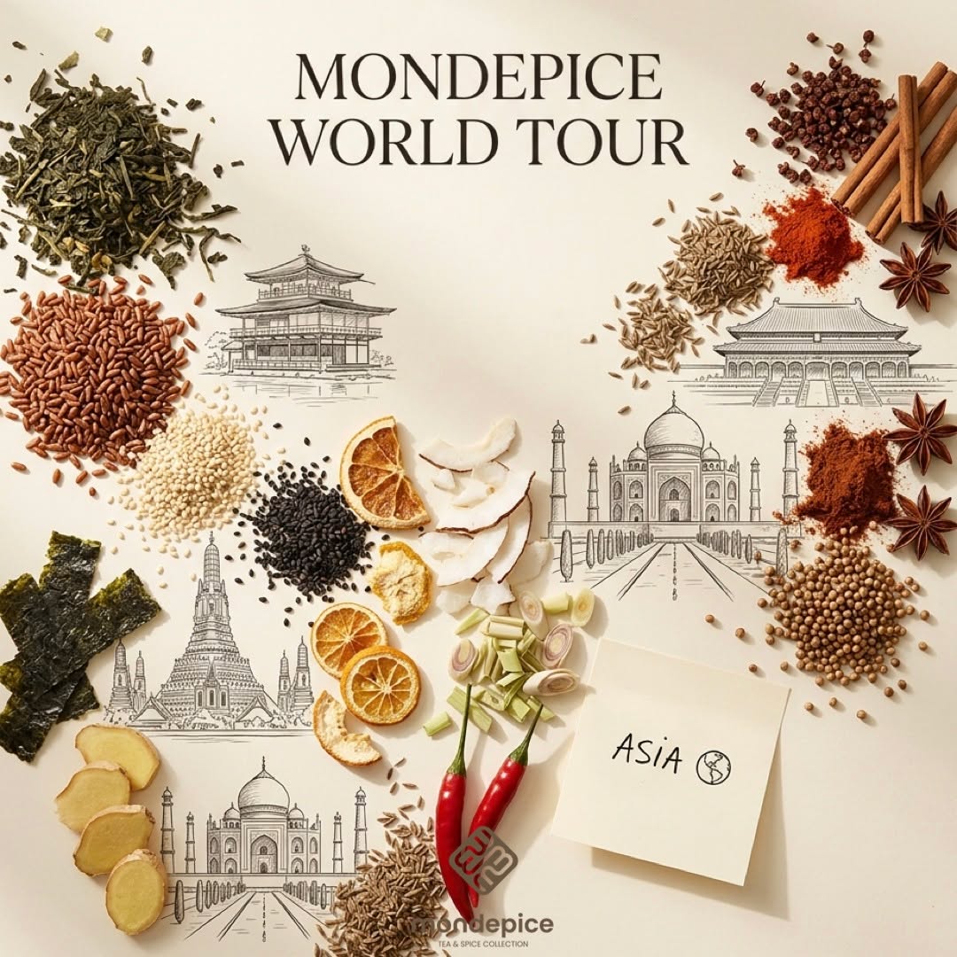 🌏 MONDEPICE WORLD TOUR — ASIA
One journey. Four stops. A world of flavors.
From the citrusy, nutty notes of Japan to fragrant Thai spices, bold Indian flavors and aromatic Chinese five spice take a culinary trip across Asia, one blend at a time.
🌶️ 🥥 🍵
Which stop would you make first?