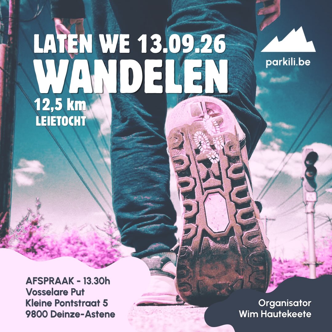 🚶♀️ Nieuw bij Parkili: spontane wandelmomenten! 🚶
Een lid stelt een wandeling voor, Parkili zet ze online en wie zin heeft, wandelt mee. Simpel. 💚
Geen groot evenement of verplichtingen. Gewoon samen bewegen, buiten zijn en onderweg wat bijpraten.
🥾 De eerste wandeling staat alvast gepland in Deinze, met Wim als trekker!
👉 Zelf ook een wandeling voorstellen?
Mail locatie, datum, uur en afstand naar info@parkili.be.
👉 Liever gewoon meewandelen?
Hou onze website in de gaten en schrijf je in.
Samen in beweging. 🌱
#pd#parkinsons #parkinson#movingmountains #parkili