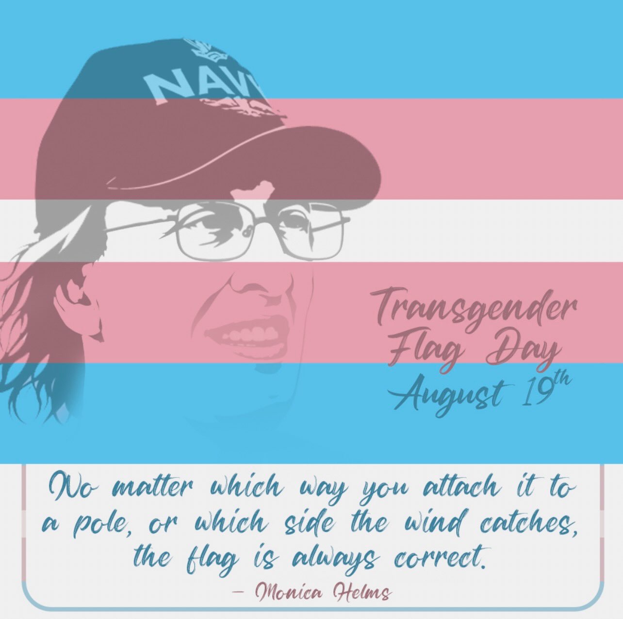 The Transgender Pride Flag was designed by transgender activist and U.S. Navy veteran Monica Helms in 1999 and first flew at Phoenix Pride in 2000. Its five stripes each tell a story: ๐ blue represents traditionally masculine identities, ๐ฉท pink represents traditionally feminine identities, and ๐ค white honors nonbinary, gender nonconforming, and transitioning people. On August 19, we celebrate Transgender Flag Day, recognizing the flagโs history, the resilience of the trans community, and the ongoing journey toward equality. Today, this powerful symbol is recognized around the world and even lives on in the Progress Pride Flag. ๐ณ๏ธโโง๏ธ #TransgenderFlagDay #TransPride #LGBTQHistory