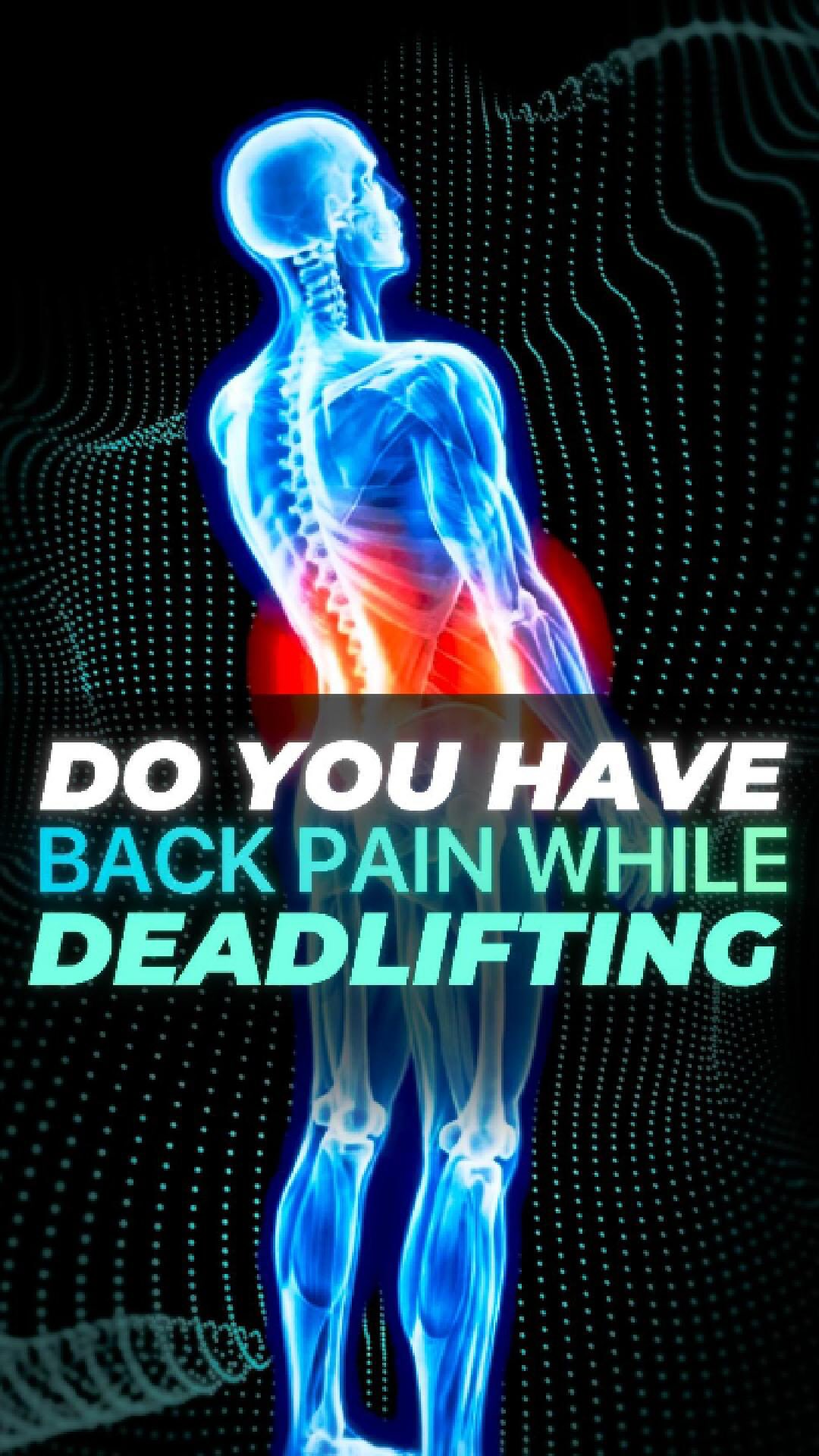 One of the most common causes of low back pain with deadlifts is pulling the weight up using the low back.
A quick fix for this is establishing a connection through the feet and glutes.
Try This!!
From the bottom position of the lift ensure your back is straight and gradually build pressure through your feet by pressing them into the ground. Eventually the bar will start rising as a function of your feet and hips doing the work instead of the low back.