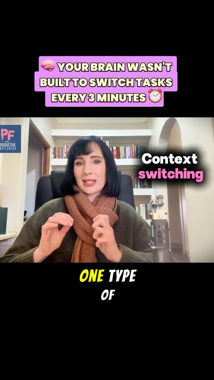 Context switching is why you can work all day and still wonder what you actually finished.
This is why Focus Windows work. Instead of asking your brain to change jobs every three minutes, you group similar tasks together and give each type of work its own space.
Fewer switches. Less mental clutter. More work actually finished.
🎙️ Learn how to build your own Focus Window System in Episode 4 of The Productive Freelancer.
Does your brain currently have 37 tabs open too? 😂
#ContextSwitching #FreelancerProductivity #FocusTips #TimeManagementTips #ProductivityForFreelancers