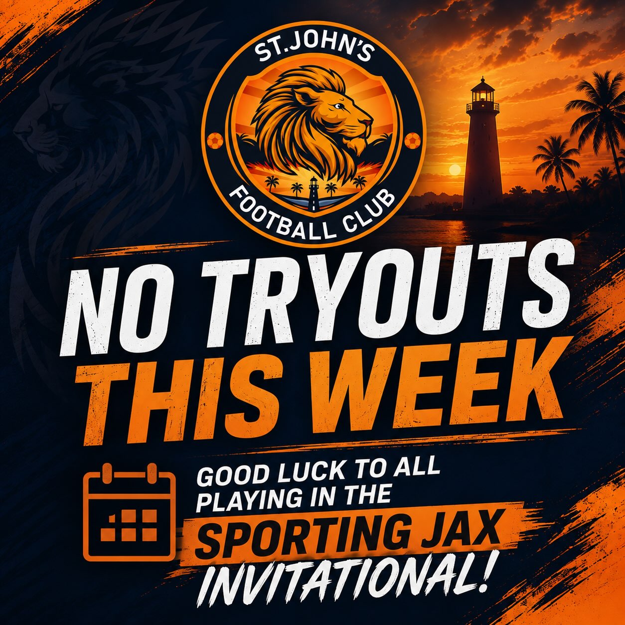 No tryouts this week. Good luck to everyone playing in tournaments this weekend. 💪