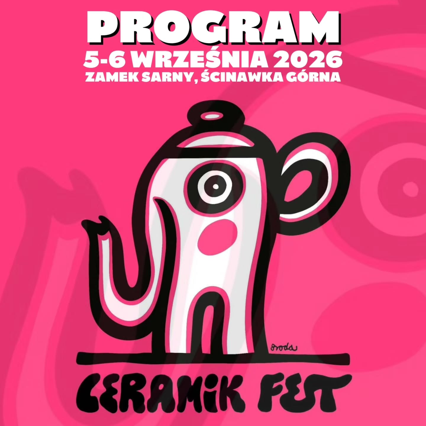 CeramikFest 2026 już 5–6 września na Zamku Sarny!
Przez dwa dni Zamek Sarny ponownie wypełni się ceramiką, sztuką i twórczą energią. W programie znajdą się nowe wystawy, warsztaty, pokazy, wykłady, spotkania z artystami, koncerty i inne wydarzenia przygotowane zarówno dla osób zajmujących się ceramiką, jak i dla tych, które dopiero chcą ją bliżej poznać.
CeramikFest to także okazja, żeby spotkać twórców, zobaczyć ich prace z bliska, porozmawiać o ceramice i kupić unikatowe przedmioty wykonane ręcznie. Na miejscu pojawią się wystawcy prezentujący różne techniki, style i podejścia do pracy z gliną i porcelaną.
Tegoroczna edycja będzie pełna nowych pomysłów, ciekawych działań i spotkań. Chcemy, żeby CeramikFest był miejscem otwartym, swobodnym i przyjaznym — takim, w którym można spędzić cały dzień, odkrywać kolejne wystawy, wziąć udział w warsztatach, posłuchać wykładów albo po prostu odpocząć w pięknej przestrzeni Zamku Sarny.
Zapiszcie datę i przyjedźcie spędzić z nami weekend pełen ceramiki, inspiracji i dobrych spotkań.
5–6 września 2026
Zamek Sarny,
Ścinawka Górna 40e
57-410 Ścinawka Górna
pow. kłodzki, woj. dolnośląskie
Do zobaczenia na CeramikFest!