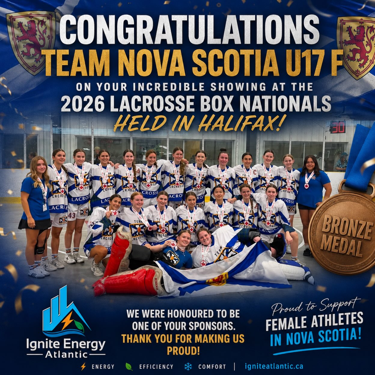 Congratulations to Team Nova Scotia on Winning Bronze at the National Championships! It was an honour to be part of your journey and cheering for every one of you all week! @u17nslax #lacrosse #lacrossecanada #novascotia
