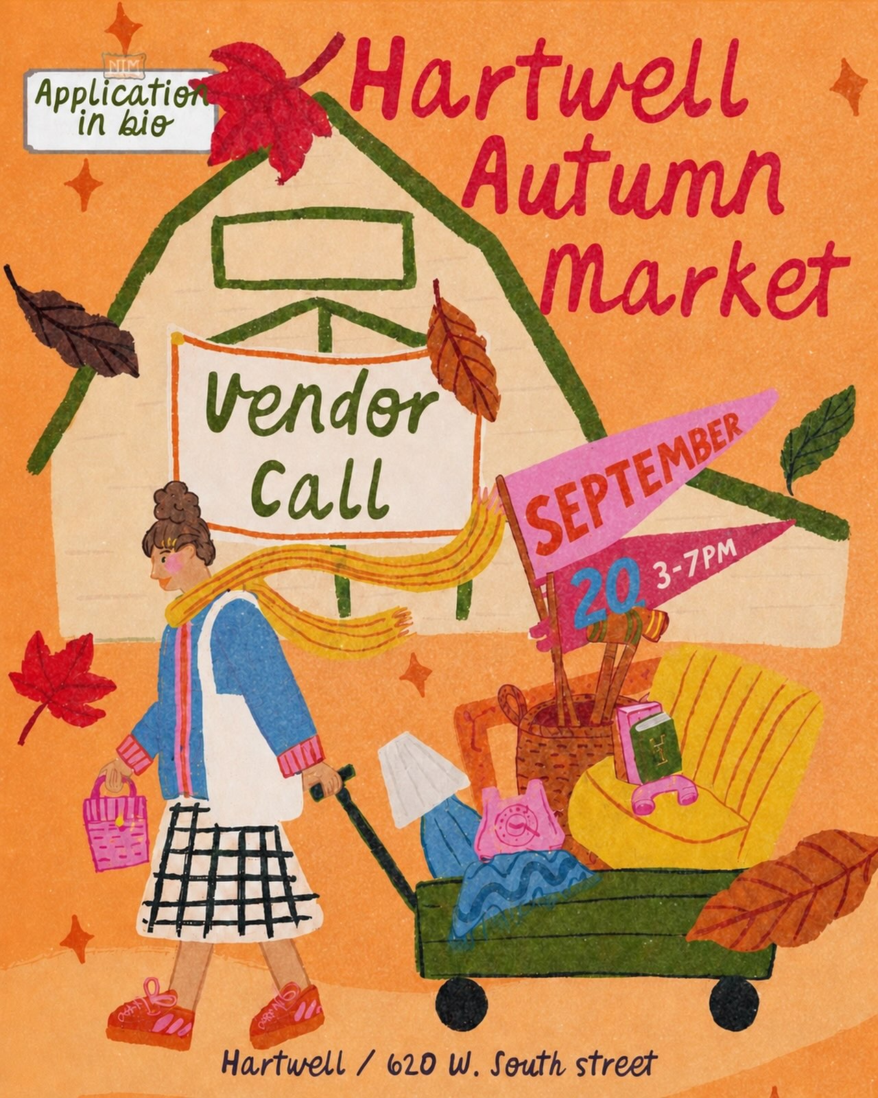 Fall market apps are coming in hot this week, starting off with our annual autumn market to kick off the season on Sunday, September 20th from 3-7pm. Vendor application is in our bio! Apply 🍂🍁✏️