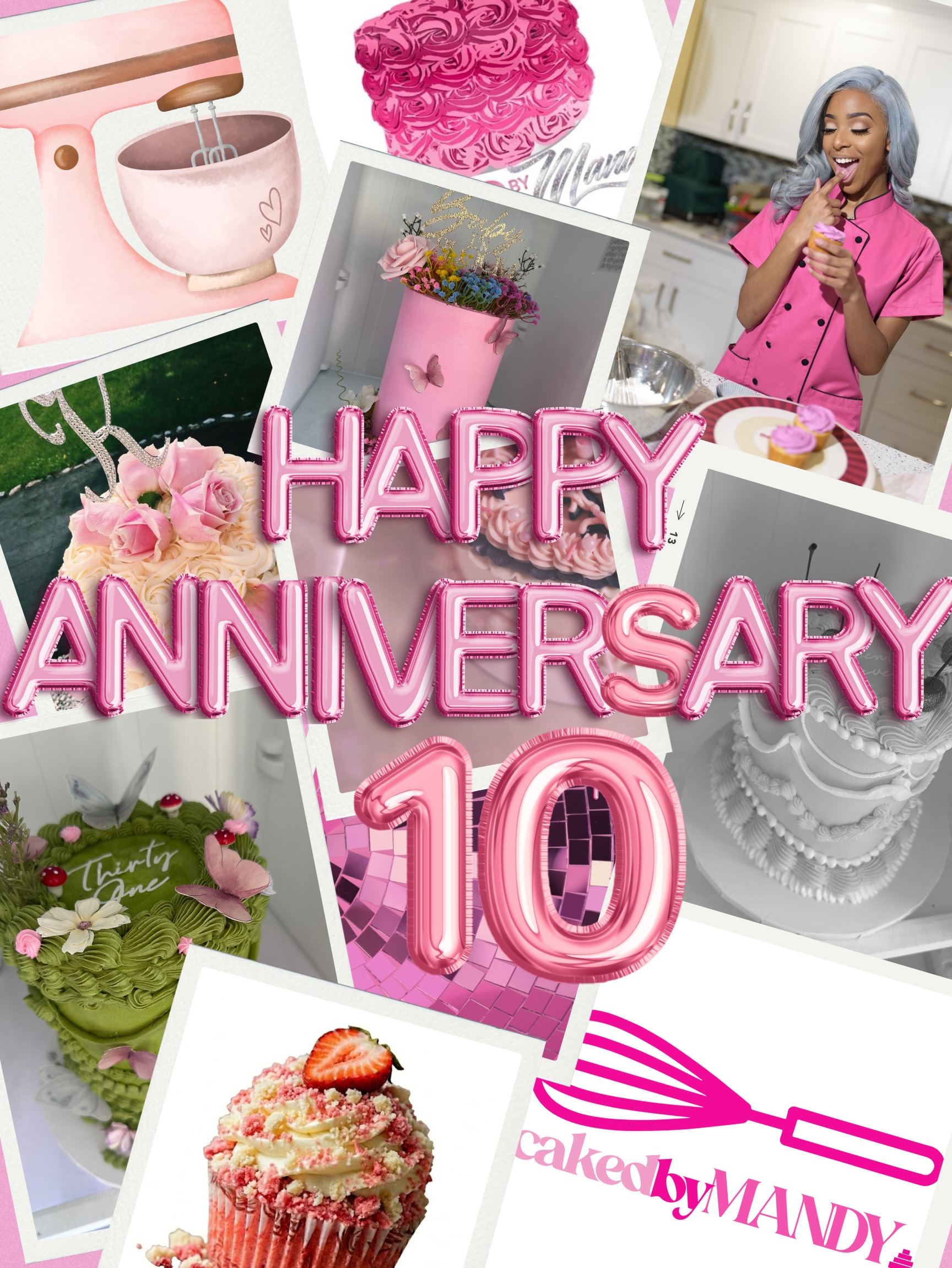 10 YEARS OF CAKED BY MANDY π§π₯³ππ₯ Thank you, thank you, thank you !!!
Place your orders between August 15th - September 15th to obtain your special offer !
β’ 10% off all custom cake orders
β’ $100 6 inch strawberry cheesecake crunch cake
Fill out the inquiry form online or email info@cakedbymandy@gmail.col