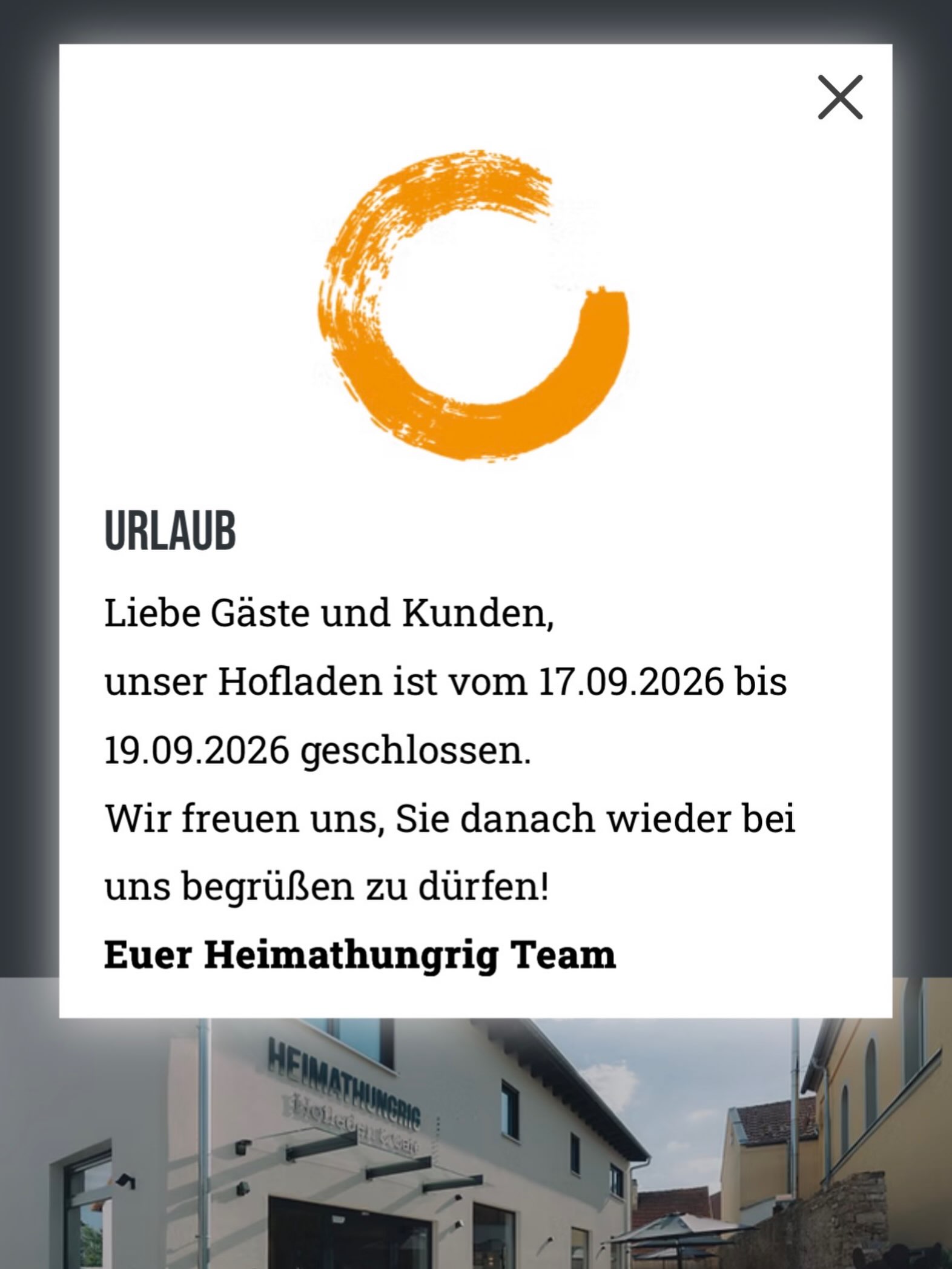 Wir machen kurz Urlaub ☀️
Unser Hofladen ist vom 17.09.2026-19.09.2026 geschlossen.
Danach sind wir wieder für euch da!