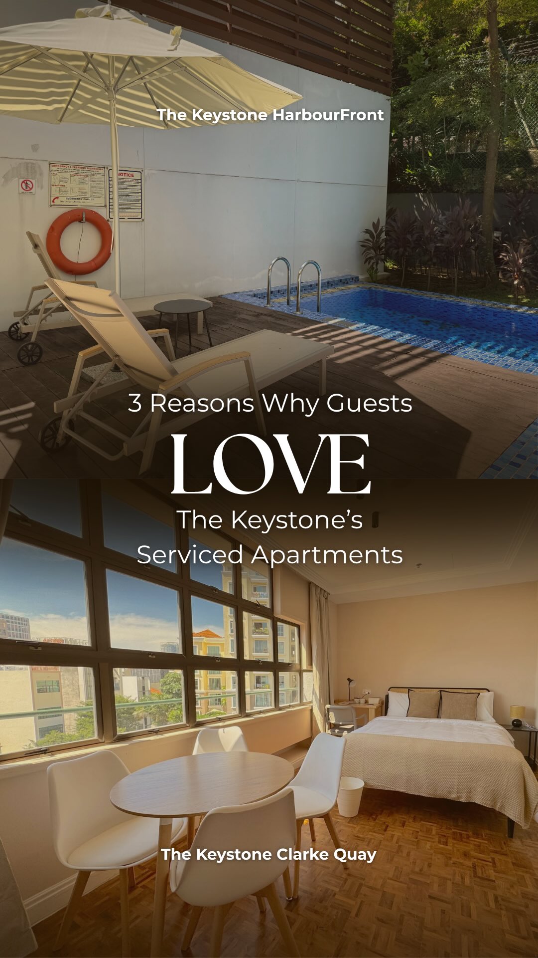 What makes a stay at The Keystone different? Here’s why our guests keep coming back. 👀
For longer stays, it’s the little things that make a big difference.
📍 Prime locations, without the premium — Stay connected to what matters, with convenient access to transport, dining, shopping and Singapore’s top attractions
✨ Everything you need, already included — Wi-Fi, utilities, housekeeping and a fully furnished space, all taken care of thanks to The Keystone’s all-inclusive living
🏡 Space to actually live It feels like a home, not just a hotel – Cook a meal, get some work done, do your laundry, take a dip in the pool, or simply unwind after a long day
3 reasons. 1 easy choice.
🔗 Book your stay now with The Keystone through our website — link in bio!
#thekeystone #servicedapartment #harbourfront #clarkequay #sentosa
