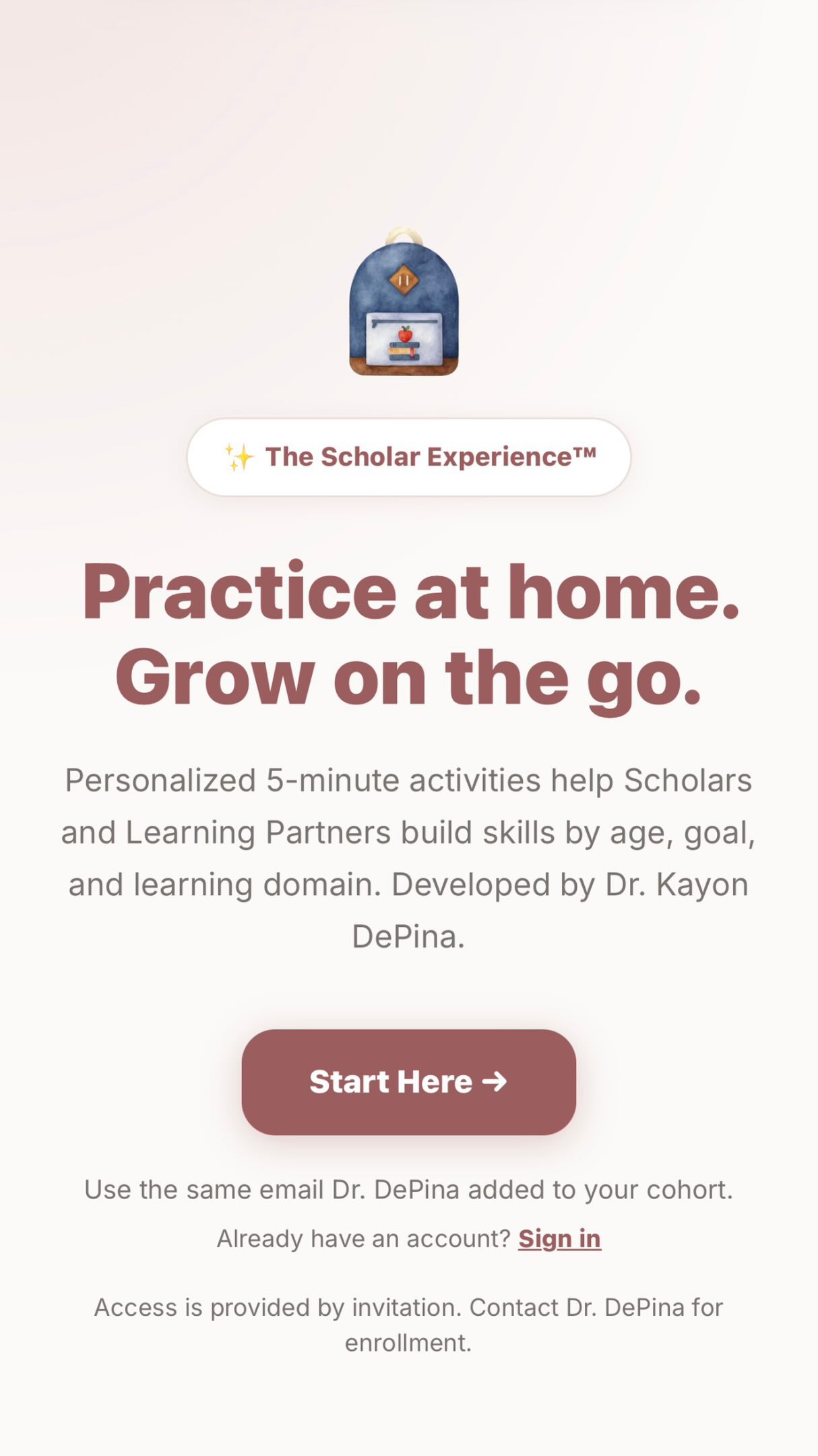 The learning doesn’t stop when The Scholar Experience ends.
One of my favorite pieces I created for our families is The Scholar Experience App, designed specifically to help our Scholars and Learning Partners continue practicing the skills we worked on together, at home or on the go.
Whether you have five minutes before bedtime, you’re sitting in a waiting room, or your Scholar simply wants a little extra practice, the app gives families an easy way to keep learning together.
🔐 The Scholar Experience App is invite only and available exclusively to families who participated in The Scholar Experience.
If you’re one of our participating families, simply visit the app and log in using the same email address you used to register for the program. Your access is already connected to your Scholar Experience family account.
I created this with you and your Scholar in mind, because I wanted every family to leave The Scholar Experience with something they could continue using long after our sessions together. 🤎
Keep playing. Keep practicing. Keep learning together.
And Scholars, don’t forget…
Kiss your brain, Smart Scholar!
#fyp #LearningTogether #baltimorefamilies #SchoolReadiness #familylearning