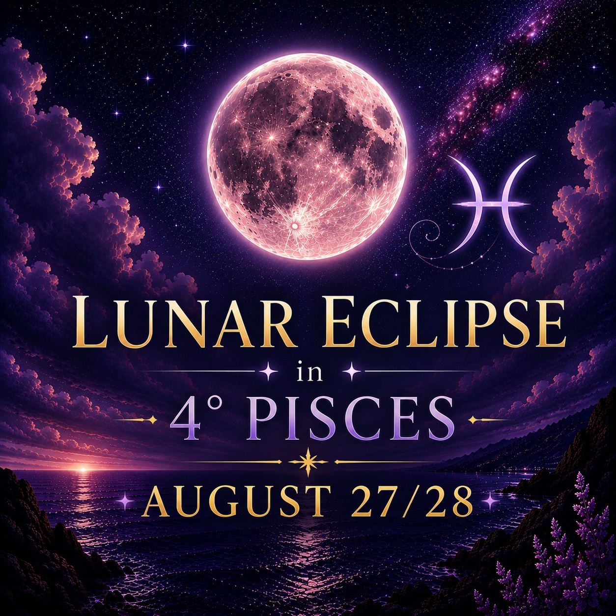 🌑 ♓️ LUNAR ECLIPSE IN PISCES - AUGUST 27/28
We’re arriving at the second eclipse of this eclipse season, a Full Moon Lunar Eclipse at 4° Pisces and this one is very much about release, surrender, completion and letting go.
Pisces is the final sign of the zodiac, so it naturally speaks to endings and those moments when we realize that something has simply run its course.
Maybe it’s a relationship, an old identity, an expectation, a way of working, a pattern we’ve been repeating… sometimes we have to create space before something new can fully enter our lives.
And because this eclipse activates the Virgo-Pisces axis, there may also be important realizations around work, routines, service, boundaries and the difference between helping others and sacrificing ourselves.
Mercury is cazimi the Sun in Virgo, right in the heart of the Sun, while Uranus in Gemini squares this conjunction.
This adds an element of surprise, disruption, awakening, and unexpected information. A conversation may take an unforeseen turn, news may arrive suddenly or something that has been confusing may finally click into place.
With the Pisces Moon heightening our intuition, dreams, emotions and sensitivity, but Mercury in Virgo helps us name what we’re feeling, sort through the information and understand what it actually means.
So pay attention to what comes up around this eclipse: dreams, synchronicities, unexpected conversations, messages, realizations and those little intuitive nudges asking for your attention.
For my full analysis of the Lunar Eclipse in Pisces, check out my latest YouTube video. Link in bio!
Wishing you many eclipse blessings 💜