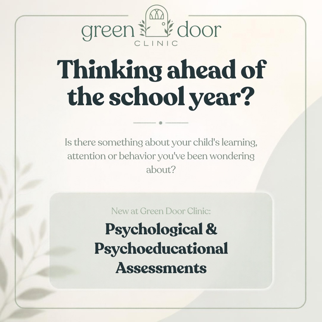 ✨ Big news from Green Door Clinic! ✨
Starting this September, we’re excited to add psychological assessments to our services! 🎉
We’ll now be offering:
📝 Psychoeducational Assessments
🧠 ADHD Assessments
🌟 Giftedness Assessments
Whether you’re looking for answers about how your child learns, wondering about attention and focus, or curious about their unique strengths — we’re here to help guide you through the process with care and clarity.
Each assessment includes a consultation, testing in a comfortable environment, a feedback session in plain language, and a full written report you can share with schools or other providers.
📅 Booking now for September!
🔗 Learn more at the link in our bio, or visit greendooryeg.ca