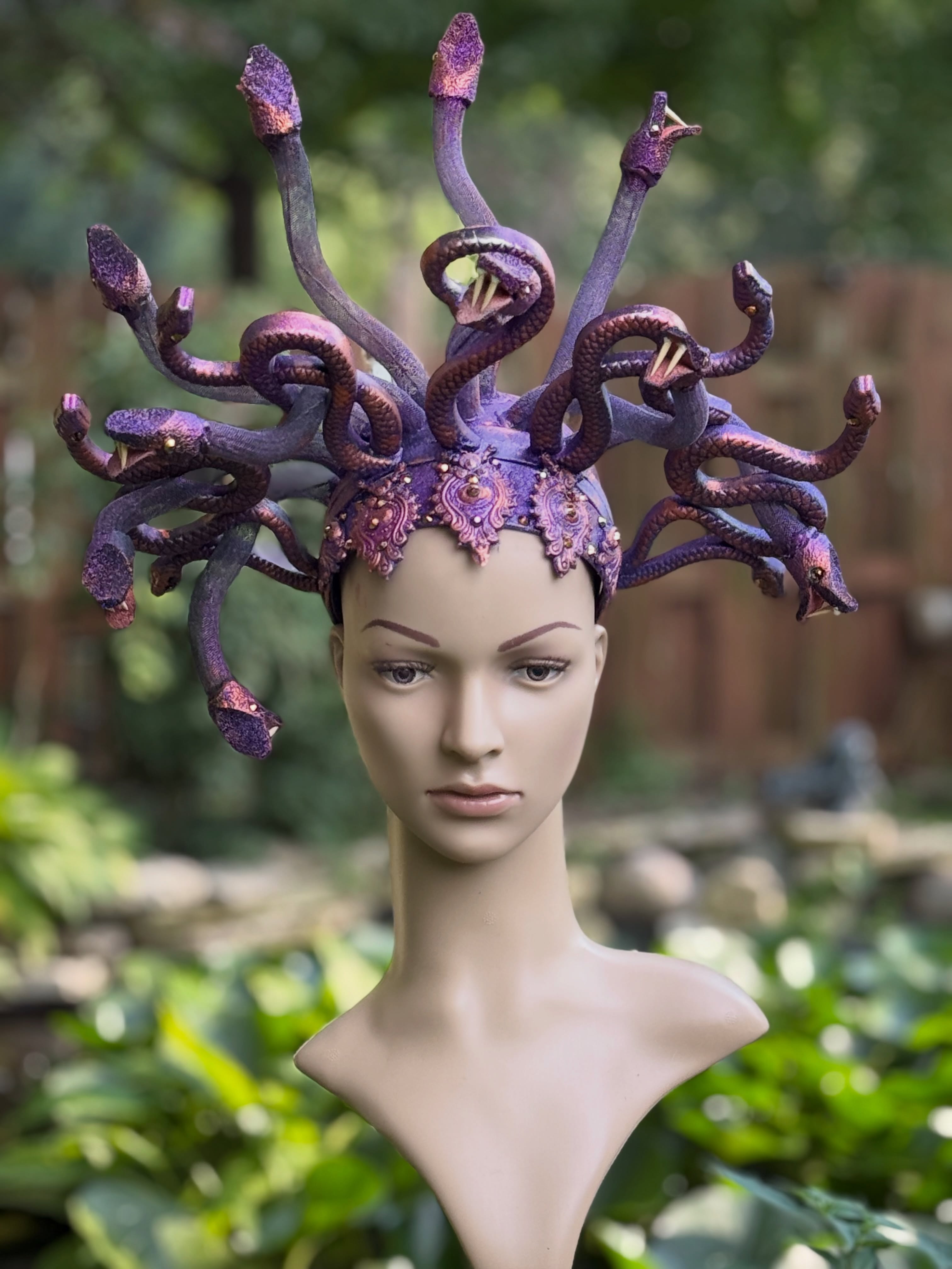 Available now purple/magenta MEDUSA headdress
#medusa #medusaheaddress
#medusaheadpiece #medusacosplay medusacostume snake snakes #snakeheaddress snakeheadpiece headdress wearableart headpiece gorgon medusagorgon priestess
greekmythology Stheno Euryale versace mythology chicagoartist