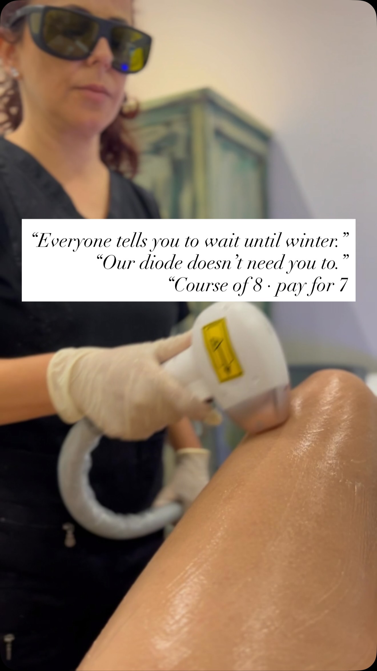 “Come back in October.” 🙄
That’s what most clinics tell you all summer, because older systems can’t safely read a tanned skin. So you spend the hottest months of the year shaving, waxing, and waiting.
Our diode laser is a different machine. Longer wavelength, contact cooling, and a proper skin assessment before we touch you, which means summer isn’t a closed season here. You start now, and by the time the evenings cool down you’re already several sessions in.
Every course of 8 is priced at 7.
📍 YOU. @ ART Aesthetics, Algarve
💬 DM “LASER” and we’ll book your assessment #youclinic #realresults #thestandard