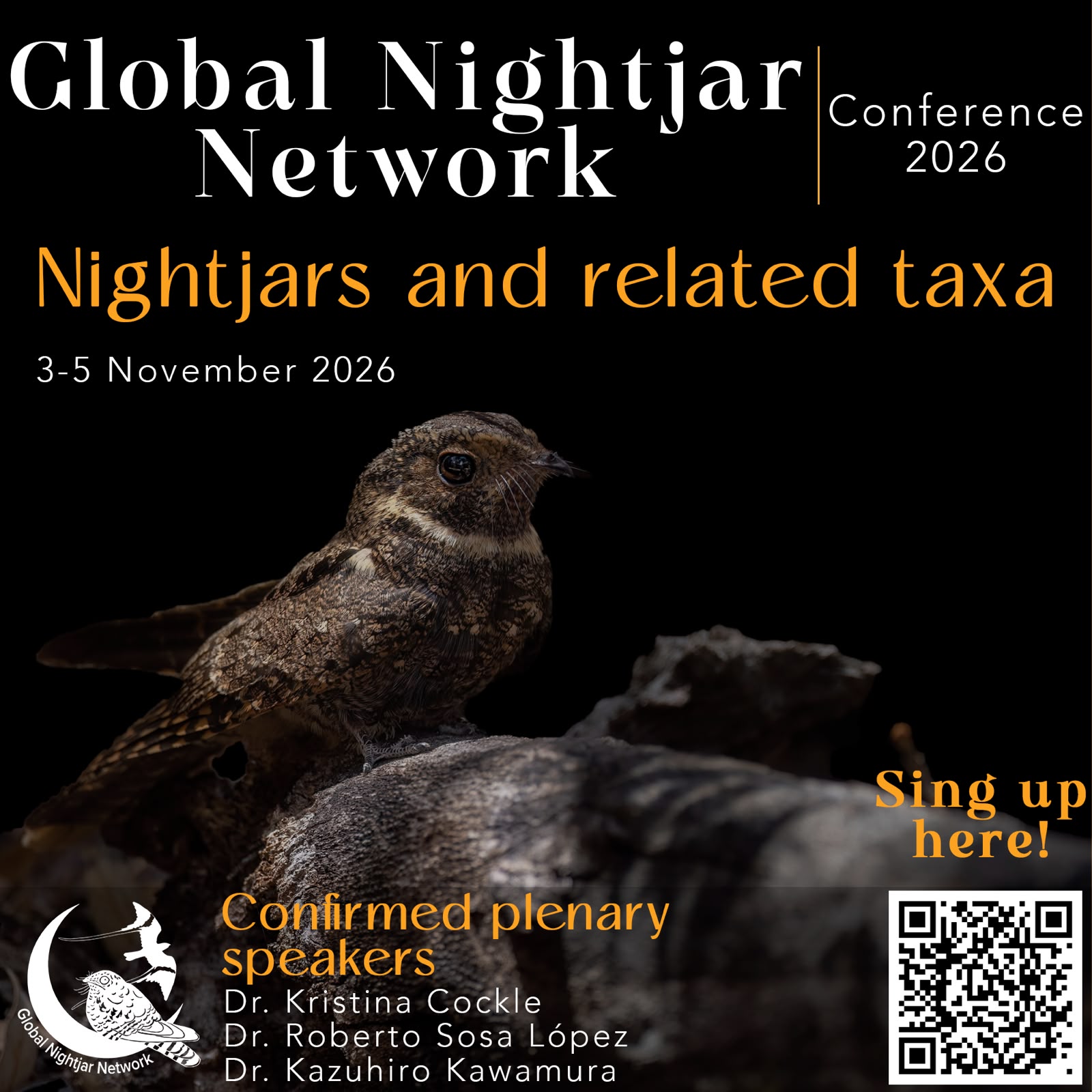 SIGN UP FOR THE GLOBAL NIGHTJAR NETWORK VIRTUAL CONFERENCE 2026!
After a one year break, we're back with a meet-up of nightjar enthusiasts from around the world. The meeting will take place on 3-5 November 2026 online via Zoom.
You can submit your talks or posters here: https://www.globalnightjar.org/2026-conference
The submission deadline is 30 September