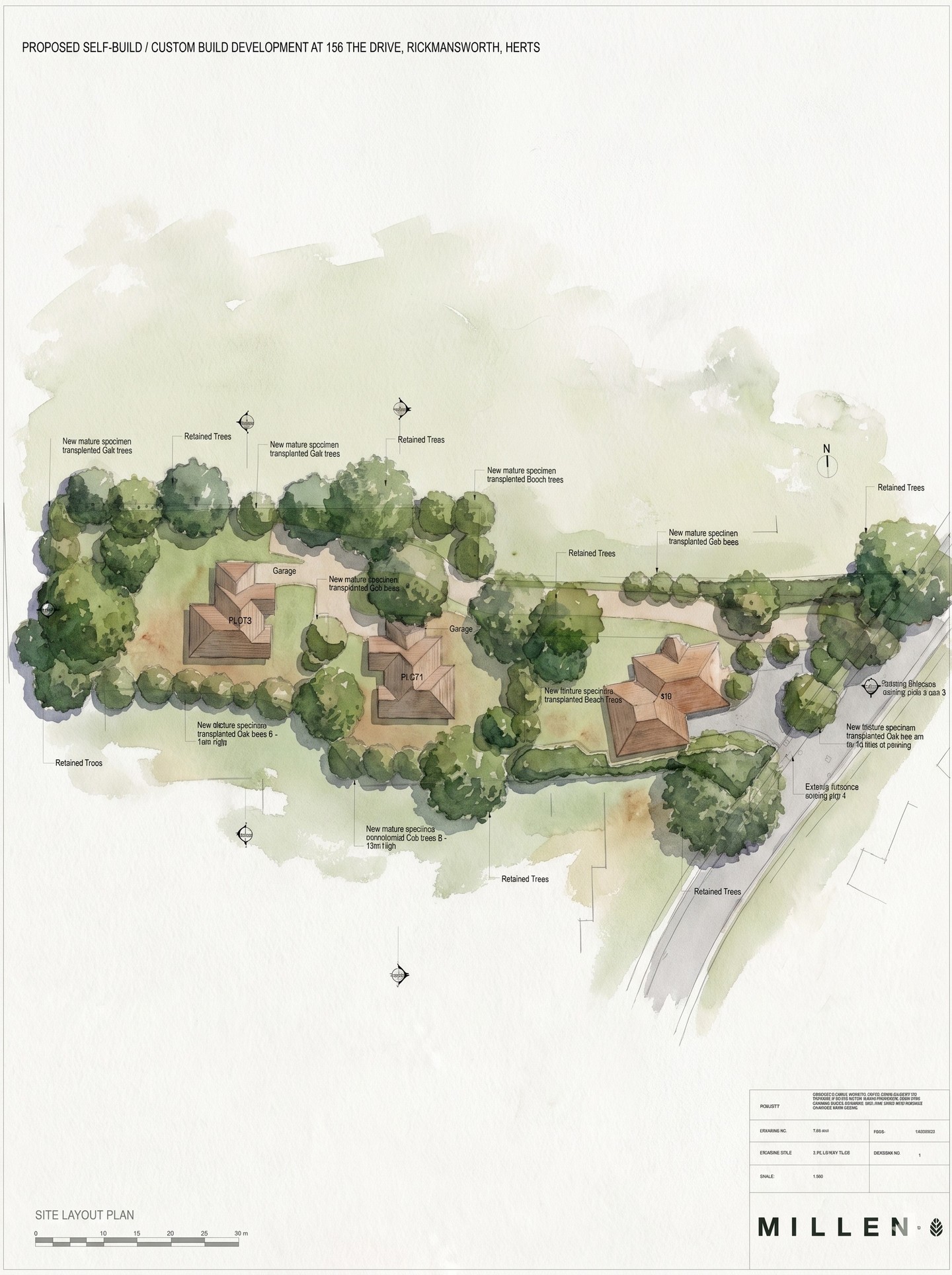 🏡 Three plots. One of the most connected corners of Hertfordshire.
ㅤ
The Drive sits a short walk from Rickmansworth station, town centre one way and open Hertfordshire the other. Three generous self-build plots across a third of a hectare, each home around 300 sq m with private gardens, garaging and off-street parking. ✨
ㅤ
What we didn't do here matters as much as what we did. The mature specimen oaks stay, and new oak and beech go in alongside them, transplanted at full height so the setting reads as established from day one rather than in twenty years' time.
ㅤ
Because these are custom-build, the architecture is yours to shape. We handle the groundwork, the access, the planning and the landscape .. you decide what the house becomes.
ㅤ
Head to the link in our bio for more details.