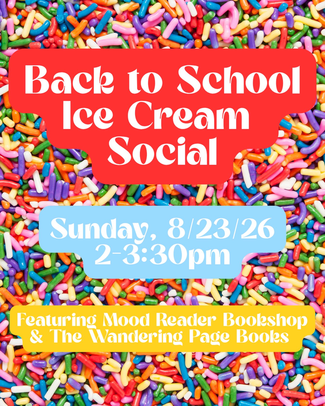 Come see us for a lil ice cream treat to celebrate our @starclairerecreationclub students heading back to school! @moodreaderbooks and @wanderingpagebooks will be there to ensure we all have lots to read this year. We’ll be in the Palm Tree Lounge! *members only*