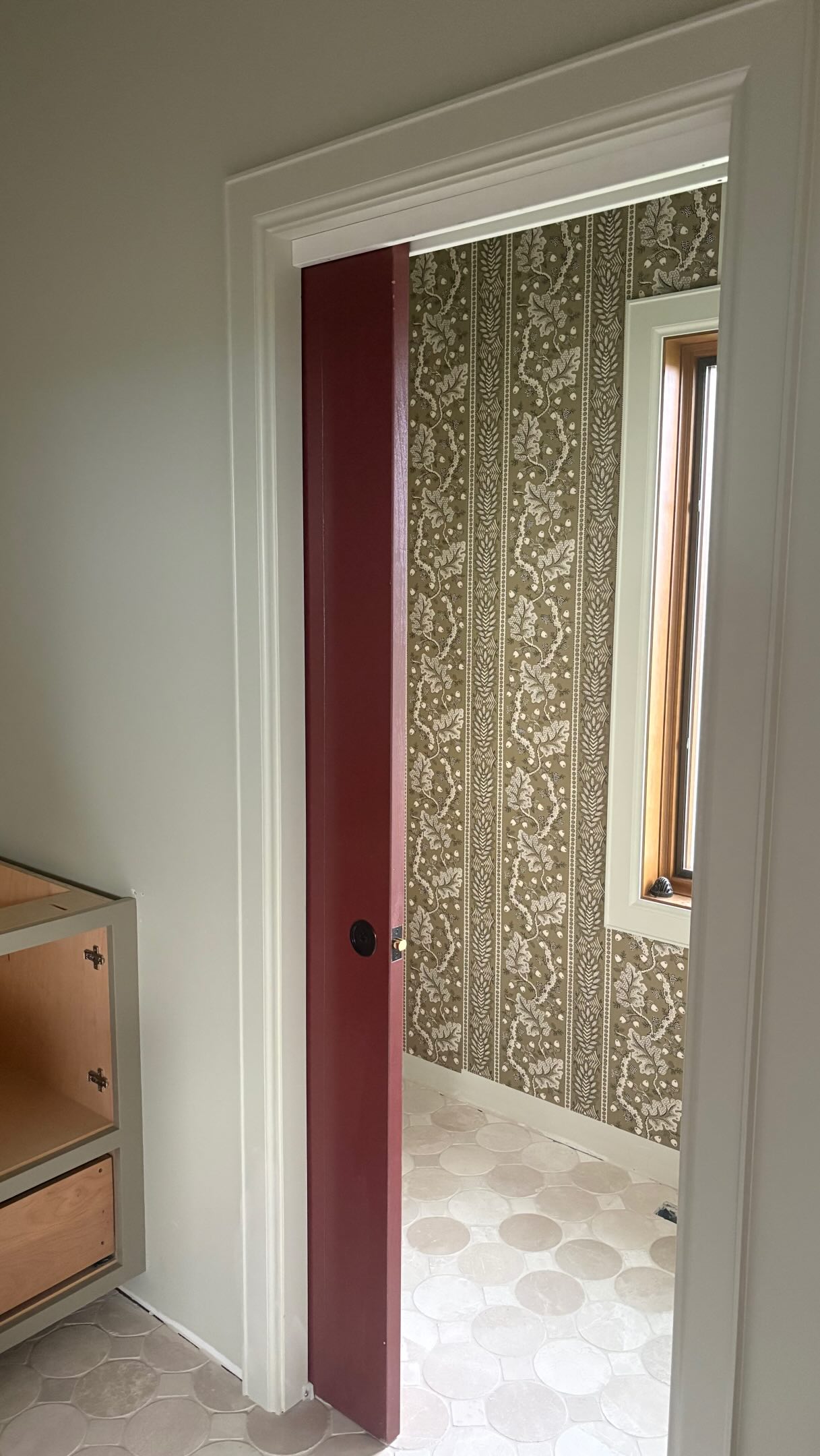 The Wyoming project is rocking and rolling!
Walls painted, wallpaper up, flooring installed, and cabinetry *almost* complete. (Peek the interior red doors!)
We’re loving how everything is turning out and can’t wait to share more updates with y’all. Until then! xx, Callie 🤎
