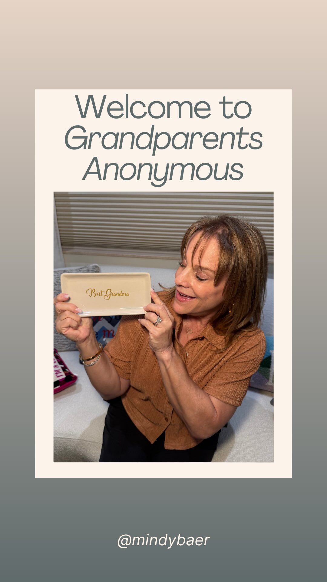 Welcome to Grandma’s Anonymous, the support group nobody tells you you’ll need until you’re standing in the nursery being gently corrected by your own kid.
You raised a whole human. You’d think that would buy you some authority. Instead, you’re taking notes like a new hire.
Turns out grandkids come with an entirely different rulebook, and you’re not on the committee that wrote it.
Recovery is slow. But at least there’s community.
Tag a grandma who needs this support group in her life.
#MindyBaer #LifeTakeTwo #MidlifeMom #MasteringMidlife