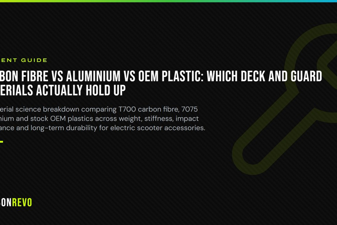 Carbon fibre, aluminium, and OEM plastic walk into a durability test. Only one walks out clean. Now you know which deck and guard material actually holds up when it matters.
#CarbonRevo #CarbonFibre #ElectricScooter #ScooterUpgrade #PerformanceScooter #ScooterParts #RideLight