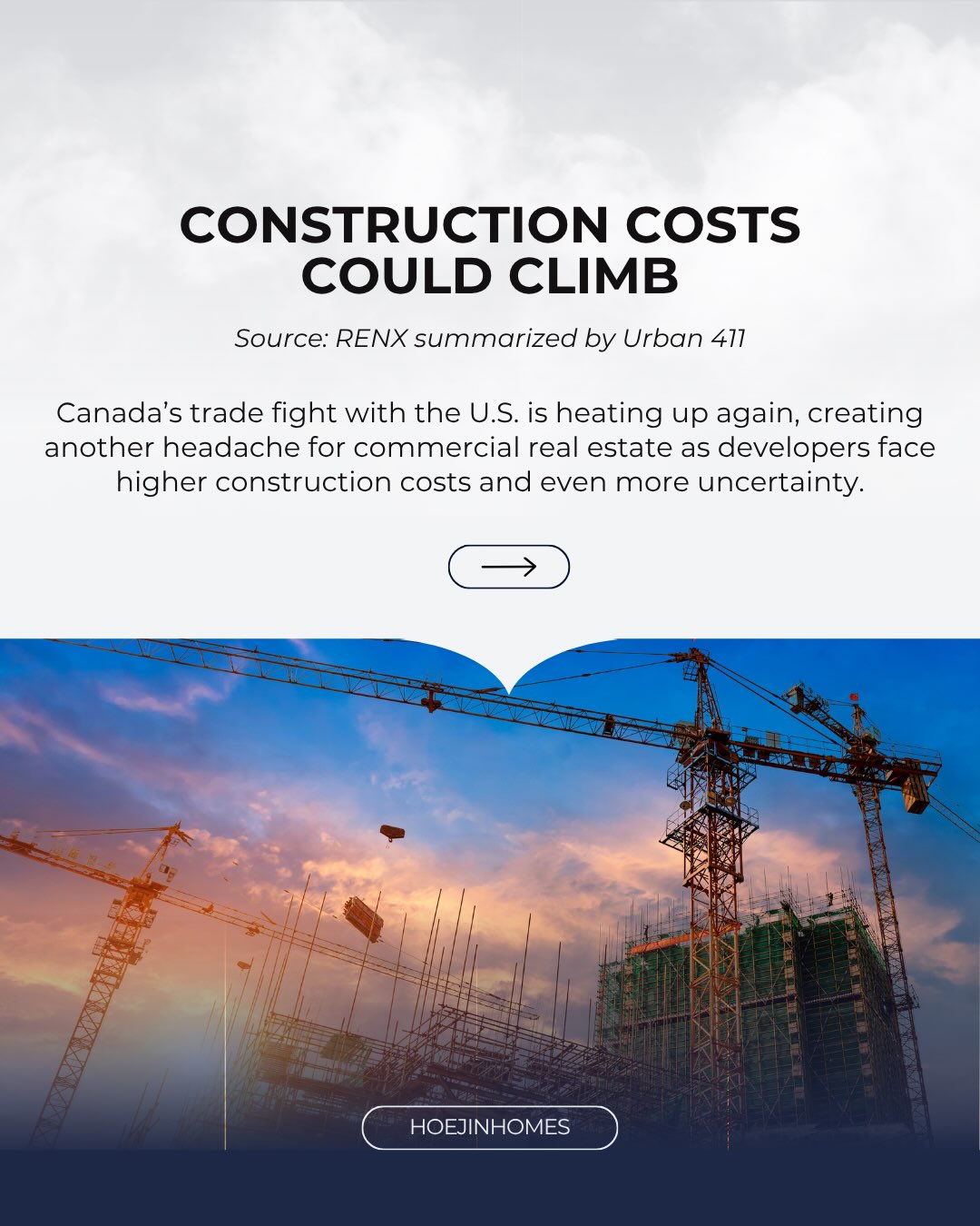 🏗️ Construction Costs Could Climb
Canada’s trade tensions with the U.S. are creating another layer of uncertainty for the real estate industry.
Tariffs on materials such as steel, aluminum and lumber could push construction costs higher—making already challenging development projects even harder to finance and build.
Ontario could feel the impact particularly strongly because of its exposure to the auto, manufacturing, steel and aluminum industries.
The bigger story? Uncertainty.
