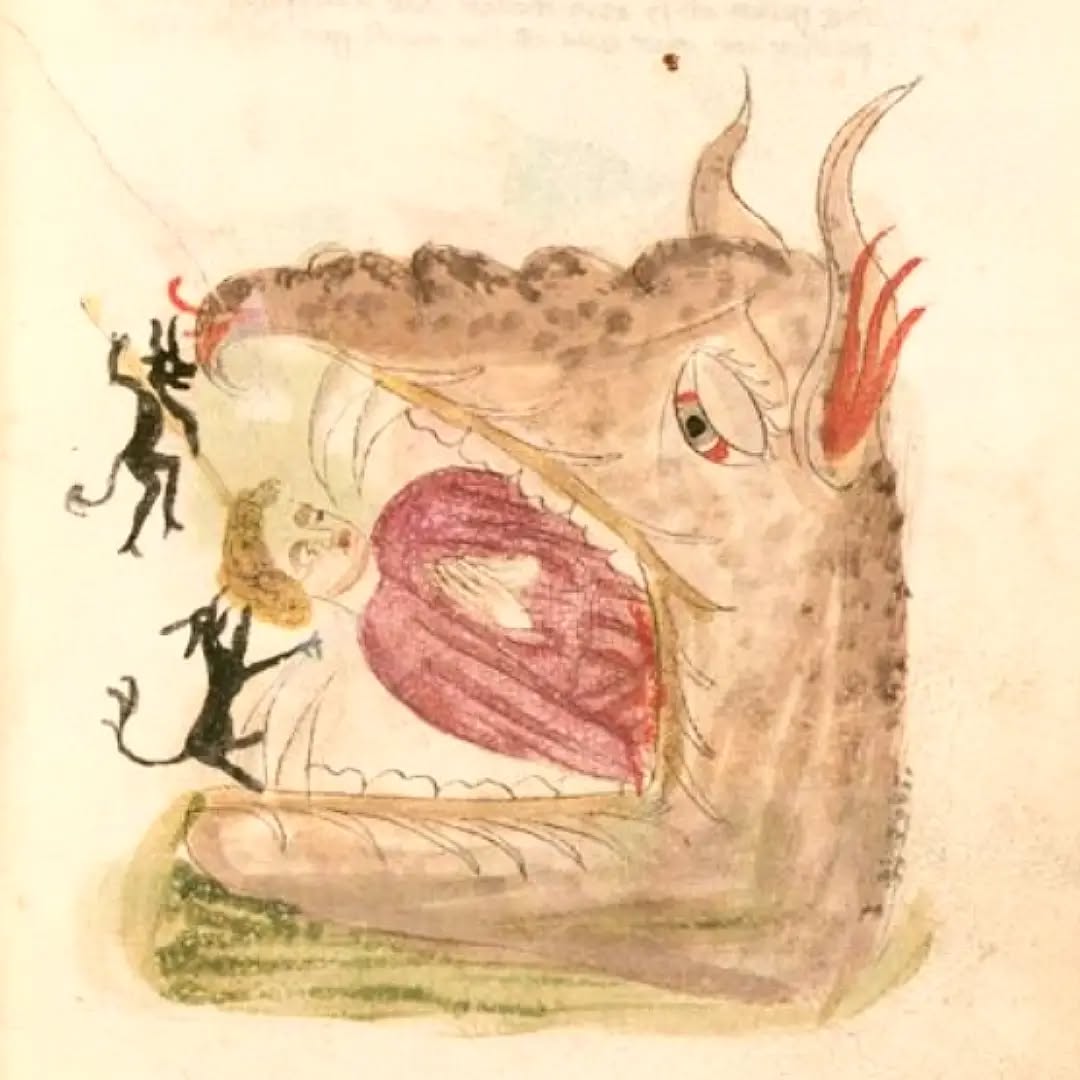 Gueule de l'Enfer et petits démons, Codex germanici monacenses - Deutsche Handschriften, XVe siècle. Munich, Bayerische Staatsbibliothek, Cgm 426.
#medievalmanuscript #hell #medievalart #medieval