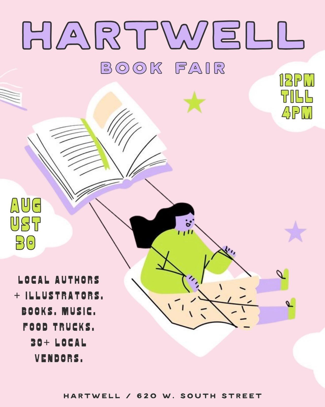 ONE more week!! The Hartwell book fair is Sunday, August 30th from 12-4pm! Stop by for an afternoon with 30 vendors including local authors, illustrators, live music by @j_candeed_music food from @theicecreammonsters and @panasflavor! As always, FREE to attend and open to the public! Convenient and free street parking surrounding our location. See you soon! 📚🐛