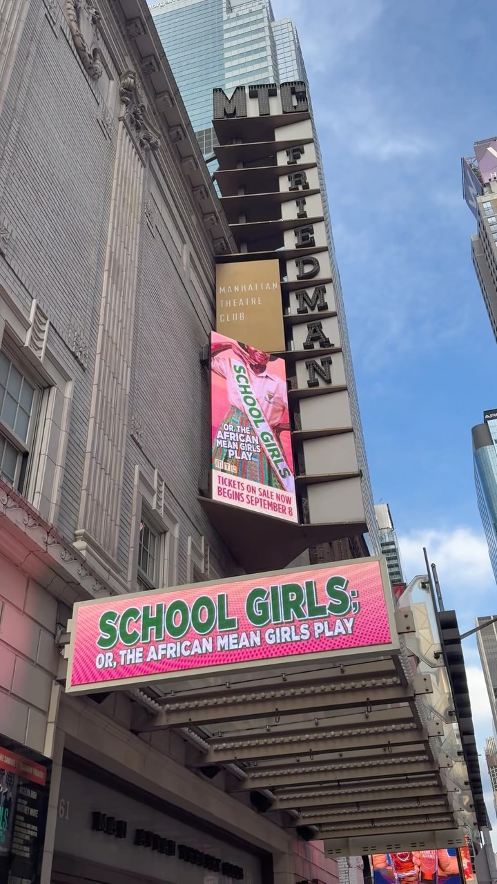It’s back to school season! We had to return to the Samuel J. Friedman to check out the new pink key art and marquee for School Girls; Or, The African Mean Girls Play. We’re counting down the days until this Jocelyn Bioh play is finally on Broadway! #MarqueeMonday