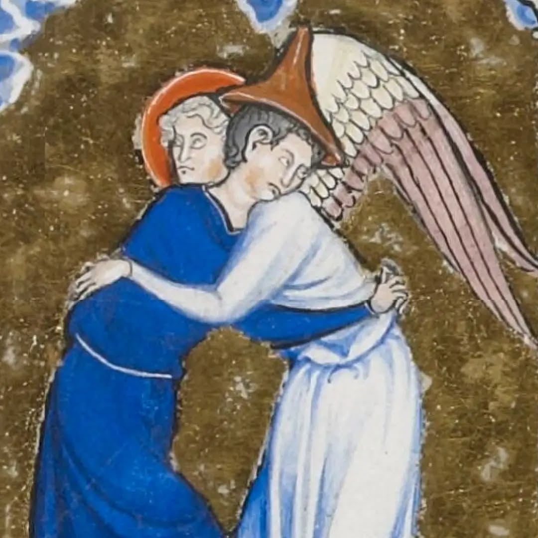 Medieval hug 😁 dans le Psautier de saint Louis, v. 1270. Paris, BnF, ms latin 10525, f. 14r.
#medieval #medievalmanuscript