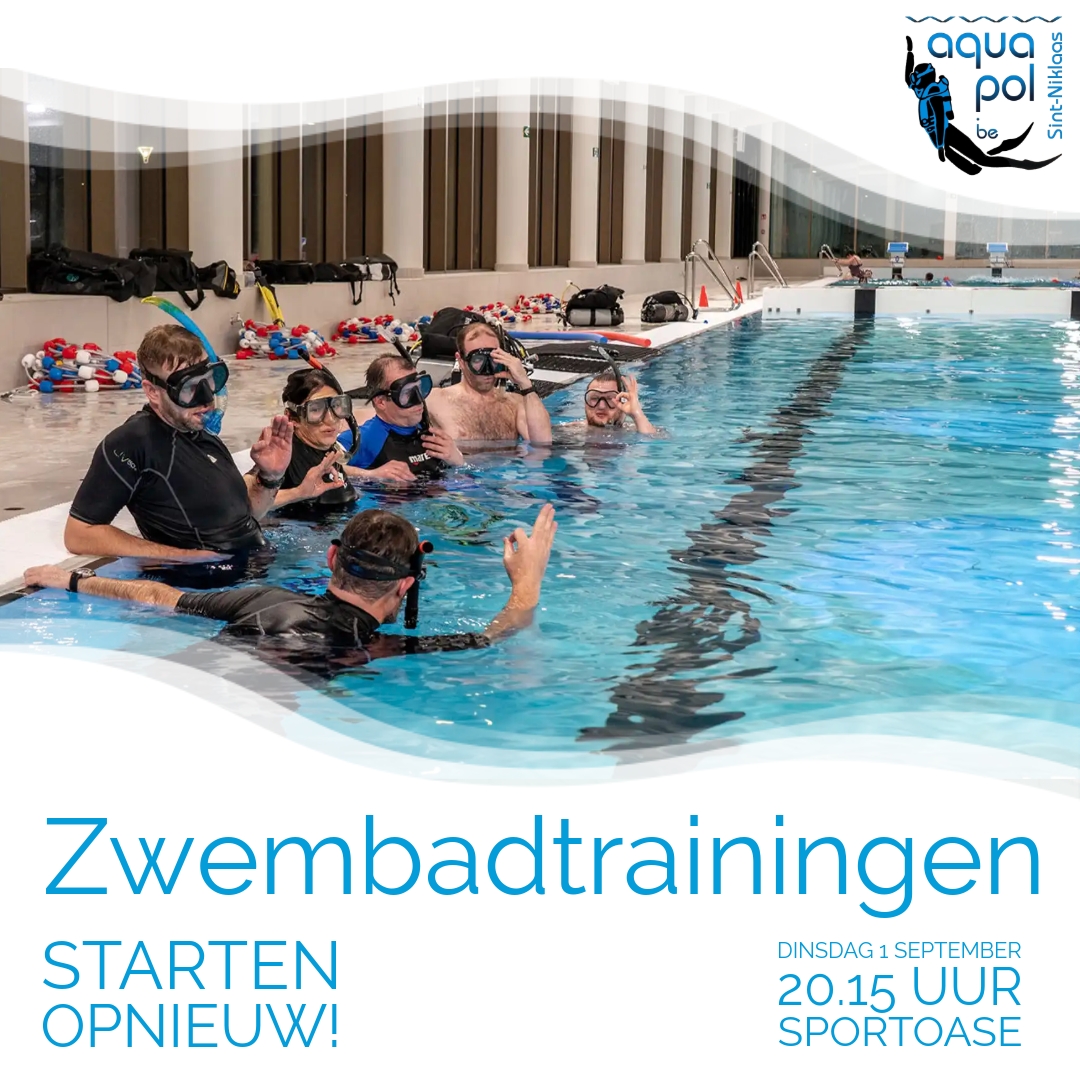 🤿 We duiken er weer in!
Na de zomerstop starten onze zwembadtrainingen opnieuw. Tijd om je duikmateriaal weer boven te halen, de vinnen aan te trekken en samen het water in te gaan!
Dinsdag 1 september, 20.15 uur
Sportoase De Watermolen
Zowel om je skills weer wat op te frissen als om gewoon samen een fijne training mee te pikken: iedereen welkom! 🙌
Tot aan de zwembadrand! 🥽