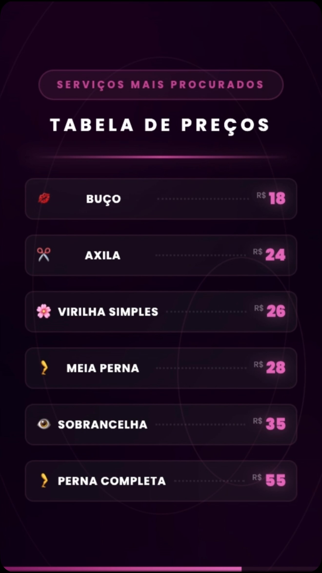Transparência de verdade é colocar o nosso padrão e os nossos preços na mesa! ✨📋
Podem até tentar imitar, mas tradição, qualidade e respeito à sua pele não se copiam. Há 17 anos a Depila Tudo cuida com carinho e dedicação da autoestima dos soteropolitanos! 💖🌴
Aqui você encontra profissionais experientes, técnica precisa, cera quente profissional, uso rigoroso de luvas e o melhor custo-benefício de Salvador:
👄 Buço: R$ 18
👙 Virilha Simples: R$ 26
✨ Sobrancelha: R$ 35
🦵 Meia Perna: R$ 28
💪 Axila: R$ 24
🦵✨ Perna Completa: R$ 55
O melhor de tudo? Praticidade total: SEM HORA MARCADA! É só chegar e cuidar de você. 🏃♀️🌸
📍 Visite a nossa unidade mais próxima:
• Imbuí
• Brotas
• Rio Vermelho
• Barra
📲 Dúvidas? Fale com a gente no WhatsApp pelo link da bio! 💬
#DepilaTudo #AutocuidadoFeminino #EsteticaDeQualidade #BelezaEBemEstar #DepilacaoSegura