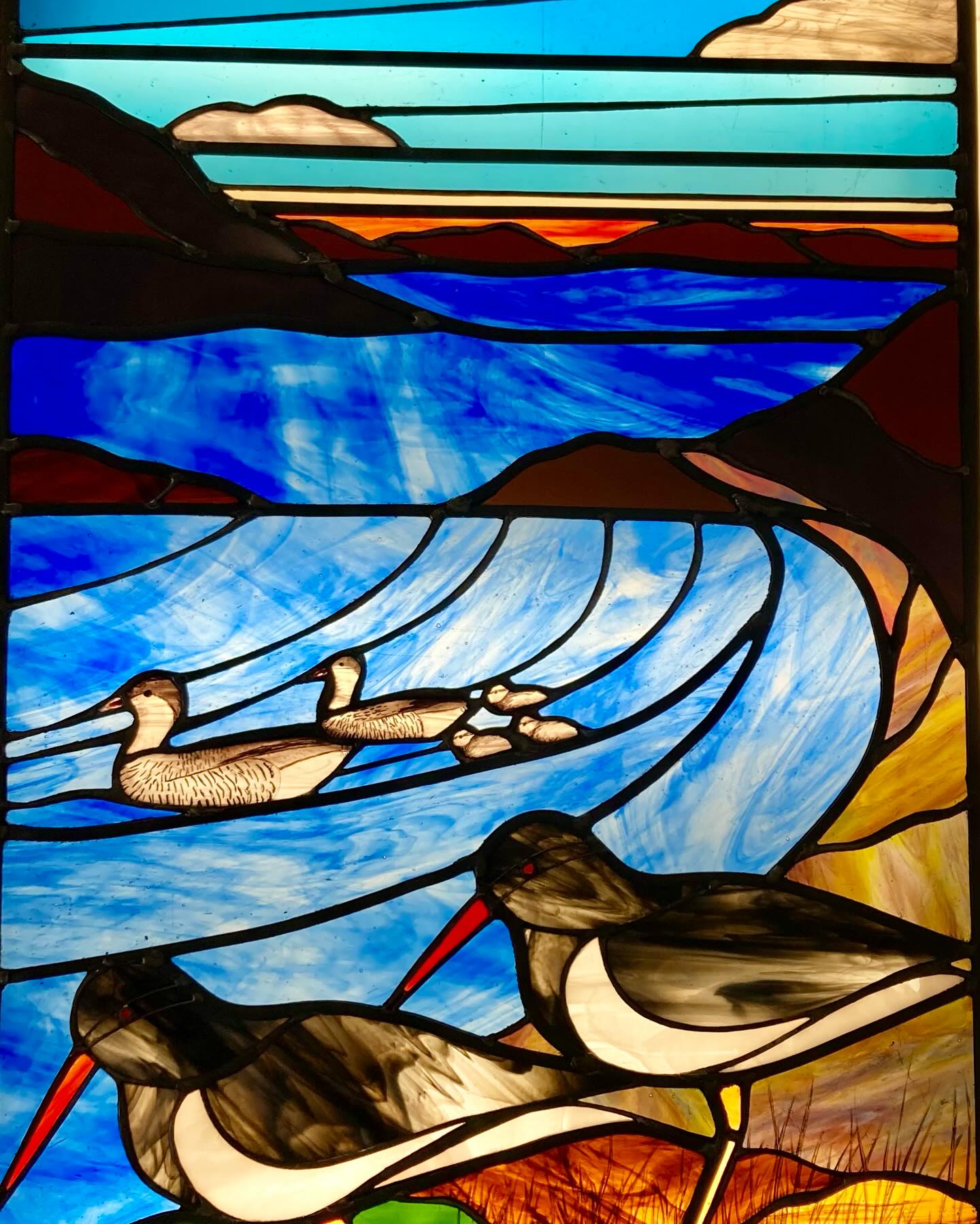 Finished this commission before heading to Harrogate for trade show, but just getting round to posting picture now! It may take a while to get the ‘in-situ’ pictures, as it’s currently on a ship to the Falkland Islands! 🤞🤞#leonastewartglass #stainedglass #scottishglass