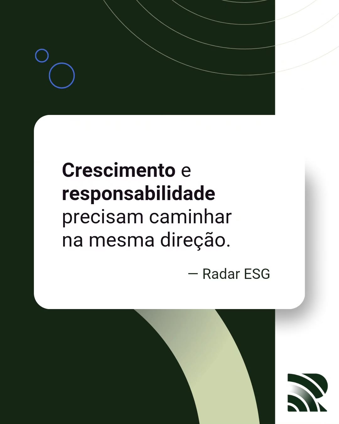 Riqueza também está na capacidade de usar recursos sem
comprometer o que vem depois. Dentro do ESG, essa ideia ganha outra dimensão: empresas precisam pensar em crescimento, mas também em eficiência, riscos, recursos naturais e impactos gerados ao longo da operação.
Sustentabilidade não significa produzir menos a qualquer custo.
Significa entender o valor dos recursos e fazer escolhas que
permitam que eles continuem existindo no futuro.