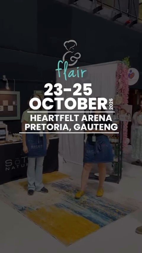 Join us at Flair Baby & Toddler Market for the ultimate Bump to Baby Shopping Experience, 23-25 Oct 2026 at Heartfelt Events Arena in Pretoria.
📅 Dates:
Friday, 23 Oct 2026 : 10am - 5pm
Saturday, 24 Oct 2026 : 9am - 5pm
Sunday, 25 Oct 2026: 9am - 3pm
Venue: Heartfelt Arena, Pretoria { Gauteng }
🎟️Get your Weekend Pass Tickets now online or at the doors.
🎟️R150 p/adult, Kids U16 Free
Tag and share with all your 🤰 pregnant friends, new mommies, and their families👪.
More info at: www.flairmarket.co.za
90+ Exclusive Vendors | Food Stalls | Changing & Feeding Rooms | Educational and Support sessions. | Toddler play & creative area