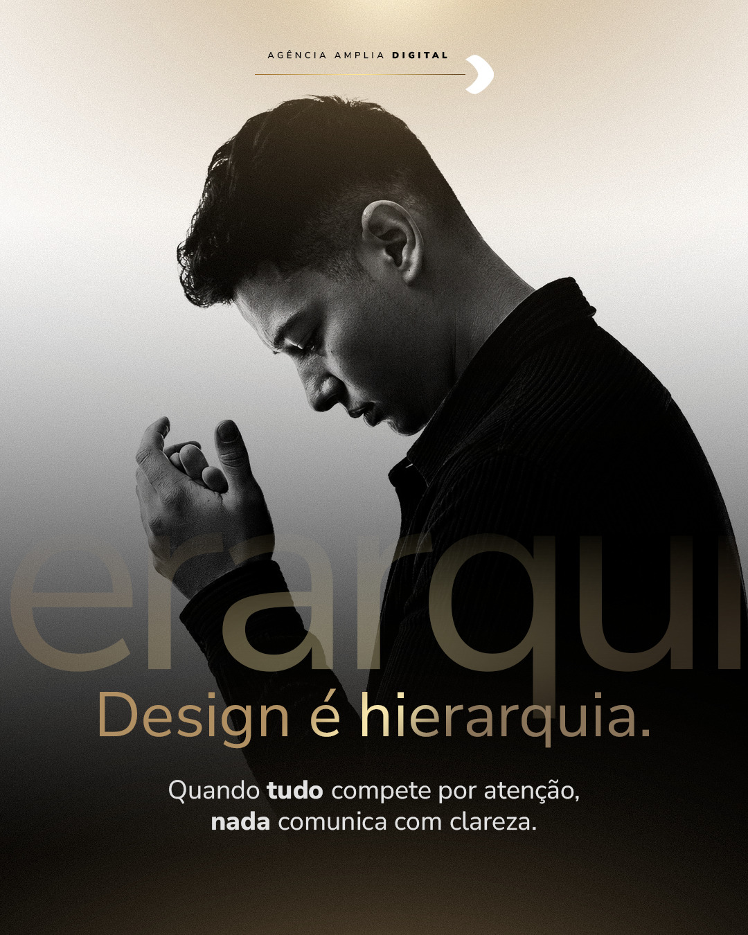 Um bom design não é apenas bonito.
Ele conduz o olhar, organiza a mensagem e faz o público entender o que realmente importa.
Na Amplia, cada escolha visual tem intenção: gerar clareza, percepção de valor e posicionamento.
Amplia Digital.