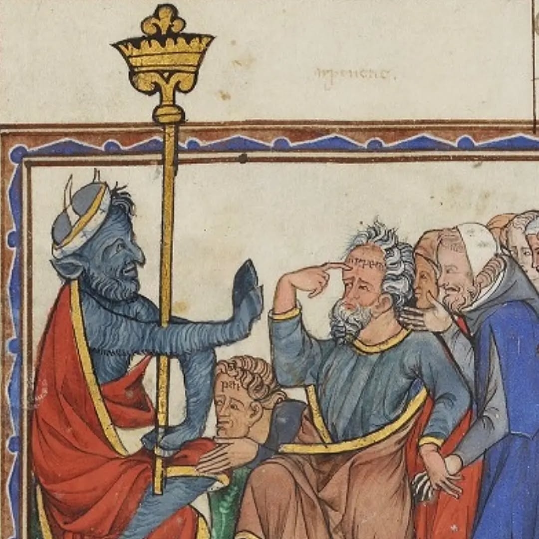 Diables dans un #apocalypse , v. 1250-1275. Bodleian Library, MS. Douce 180. #medievalmanuscript #medieval #devil
