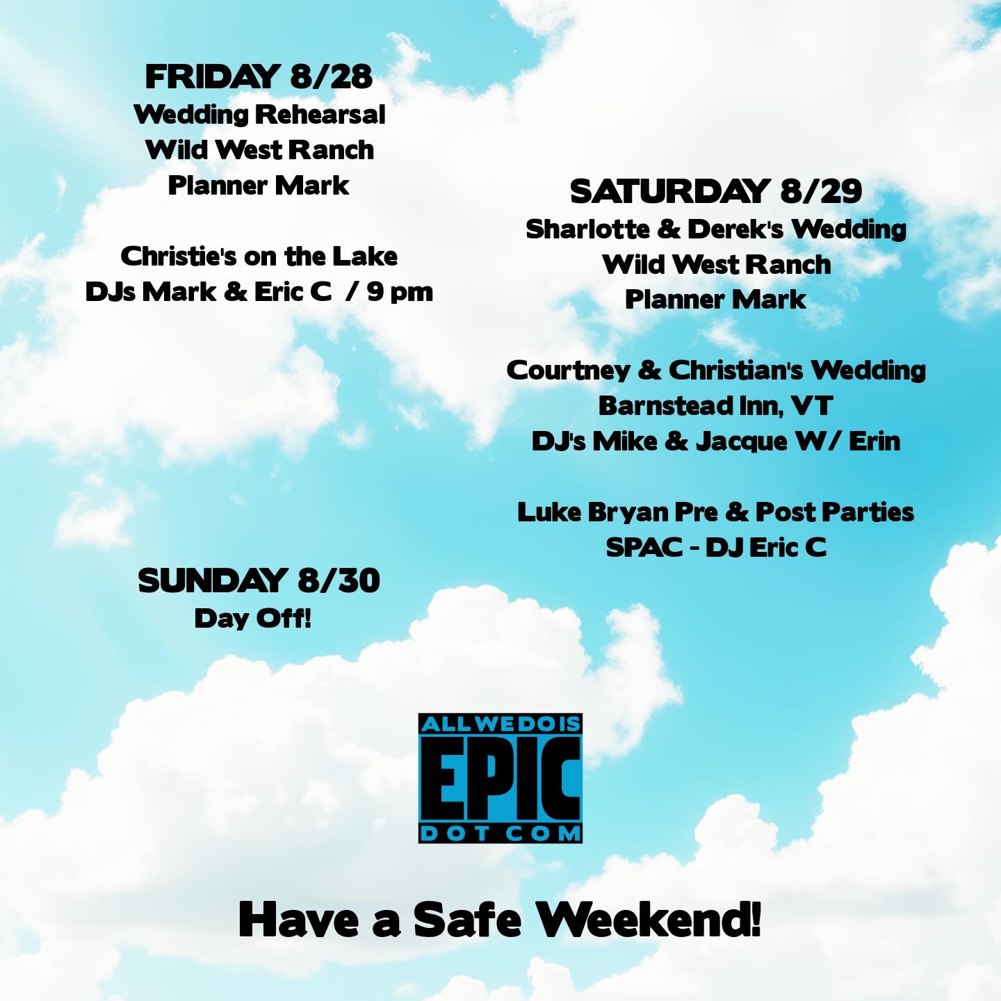 See you all on the dance floor and in the aisle! #allwedoisepic