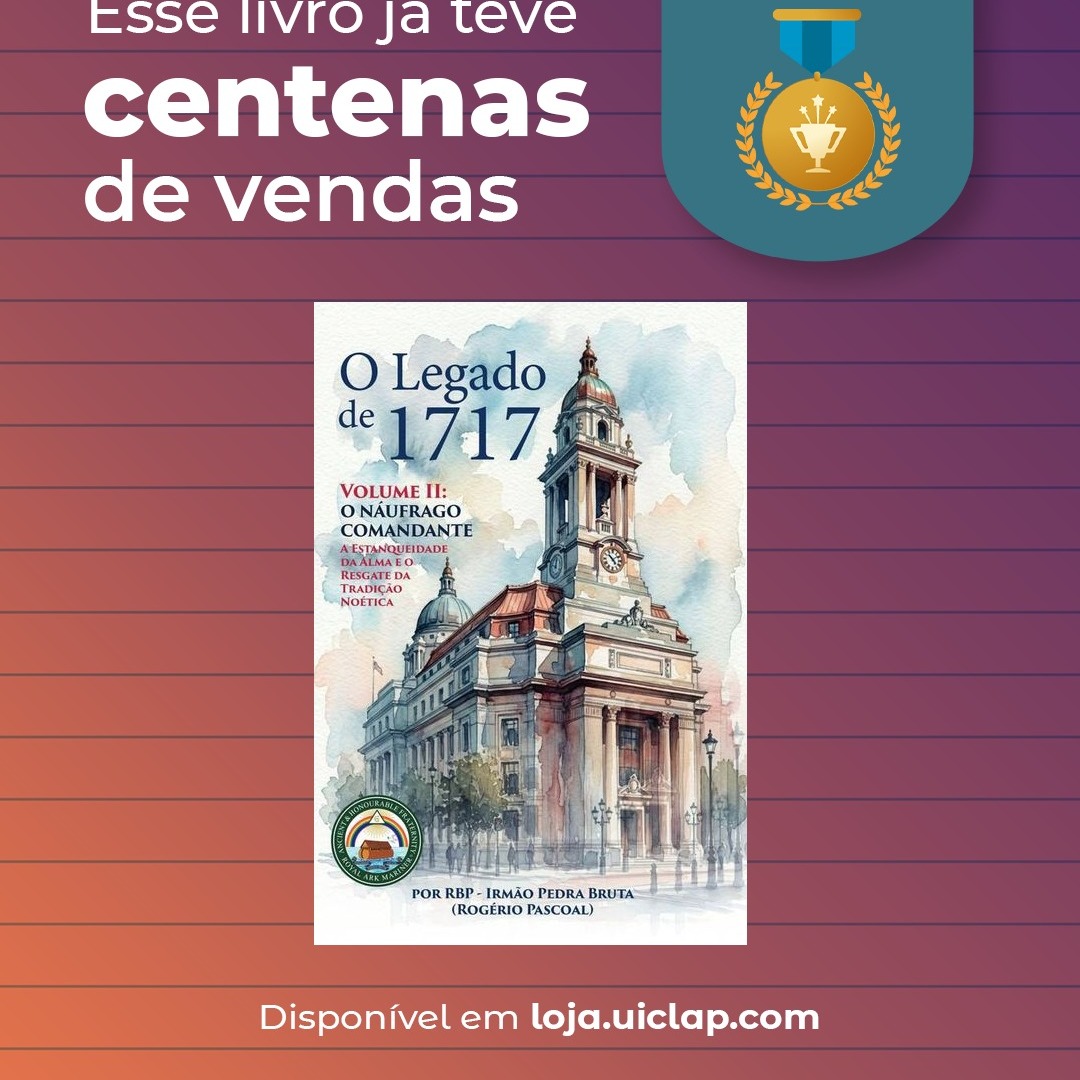 Coleção O Legado de 1717 | Volume II
O NÁUFRAGO COMANDANTE: A Estanqueidade da Alma e o Resgate da Tradição Noética
Sinopse:
Antes que a primeira pedra do Templo de Salomão fosse assentada, o mundo já havia sido destruído. Enquanto a Maçonaria convencional caminha pelos corredores de mármore celebrando a geometria da pedra e a lenda do arquiteto morto, existe uma linhagem mais antiga, rústica e profunda, que não cheira a pó de pedra, mas a madeira de cedro, resina e maré.
No segundo volume da coleção O Legado de 1717, intitulado O Náufrago Comandante, o pesquisador Rogério Pascoal convida o leitor a cruzar o portal do "Templo Aquático" e embarcar na nau dos Nautas da Arca Real. Longe de ser apenas uma reprodução literal ou infantil de um drama bíblico, este livro resgata uma liturgia ancestral de sobrevivência e preservação do conhecimento iniciático diante dos ciclos de caos da humanidade.
A obra investiga a arqueologia dos antigos manuscritos medievais (Old Charges) — como o surpreendente Manuscrito Graham de 1726 — revelando como a lenda de Noé e de seus filhos funcionou como o verdadeiro "rascunho original" para o Grau de Mestre, antes de o Ofício passar pelo processo político de "salomonização" no século XVIII. Acompanhe a impressionante saga do rito durante o seu "Período Selvagem", resistindo na clandestinidade em Portsmouth até ser oficialmente abraçado pela Grande Loja de Mestres Maçons da Marca em 1884.
