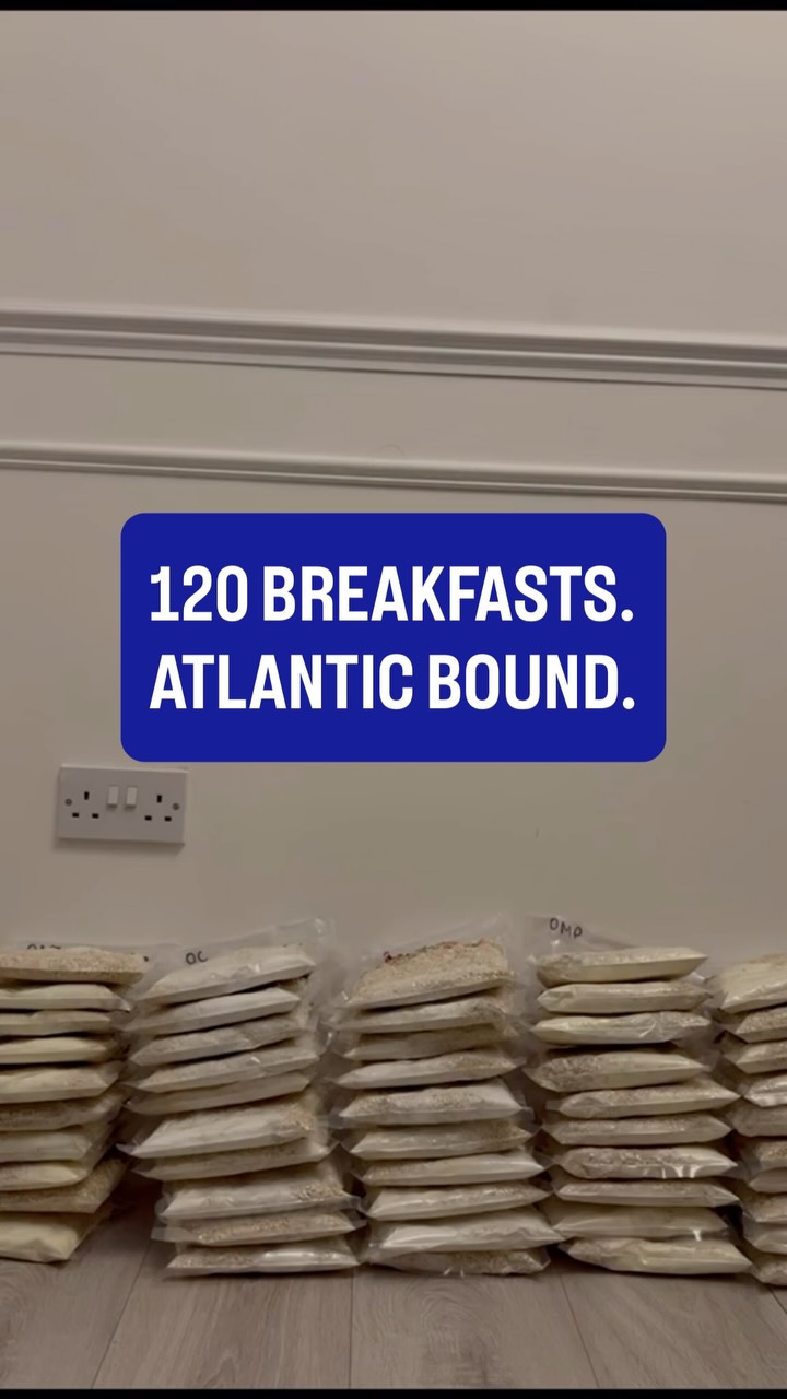 120 breakfasts. 🥪
Martin’s been on production-line duty, getting 120 packed breakfasts ready for our Atlantic crossing.
Epic skills from @meadster49 👏
We can’t wait to tuck into these on the Atlantic 🥣
#CoastalCommanders #WorldsToughestRow #AtlanticRowing #OceanRowing #Fundraising
