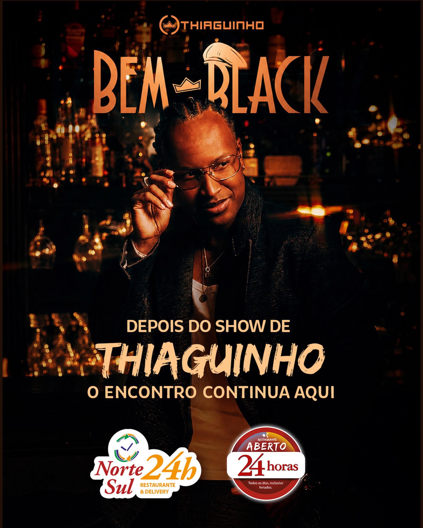 Sábado tem Thiaguinho em Londrina! 🎶🔥
A turnê BEM BLACK chega à cidade neste sábado, 29 de agosto. E depois de cantar, dançar e curtir o show, já sabe onde terminar a noite, né? 😋
No Norte Sul 24 Horas, a madrugada continua com comida de verdade: galinhada, carreteiro, risotos, lanches e muito mais. Porque depois de um show desses, a fome não vai querer saber que horas são. 😂
📍 Estamos na Rodoviária de Londrina
🕐 Abertos 24 horas
Curta o show. Depois, vem pro Norte Sul! 🧡
Norte Sul 24 Horas
Tradição em servir a qualquer hora!
#NorteSul24Horas #Thiaguinho #BemBlack #Londrina #LondrinaPR