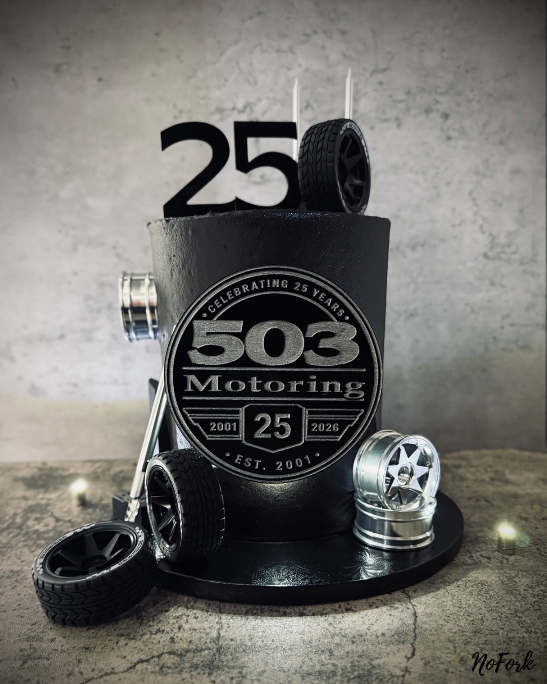 Part One: Let there be cake!…we had to verify that this 5-layer beauty looked good at all mood lighting angles for that evening glow👌🏼💡✨
When @503motoring calls you for their special 25th birthday dinner desserts…you answer the call 🛞🎂📞
Congrats @503tim on your amazing milestone & not slowin’ down on the road ahead 👊🏼🏆🏎️
Special shoutout to @three.arrows.creative for getting this acrylic lasered lightning speed for us!🔥
#nofork #celebratingmadeeasy #eatwithyourhands #noutensilsrequired #custombakery